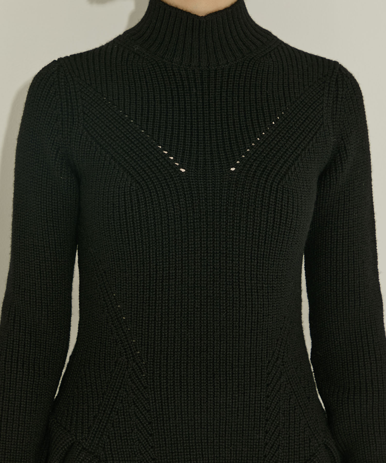 RIBED PEPLUM HI-NECK KNIT SWEATER JOHN LAWRENCE SULLIVAN