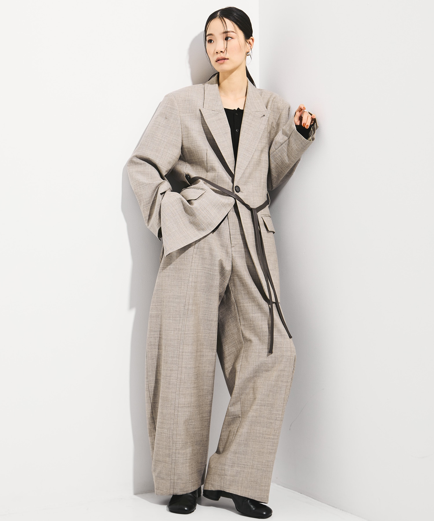 Wool Barrel Leg Trousers STUDIOUS