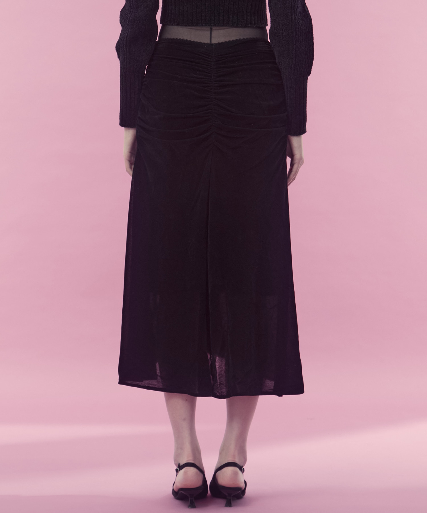 Velvet tulle gathered skirt FETICO
