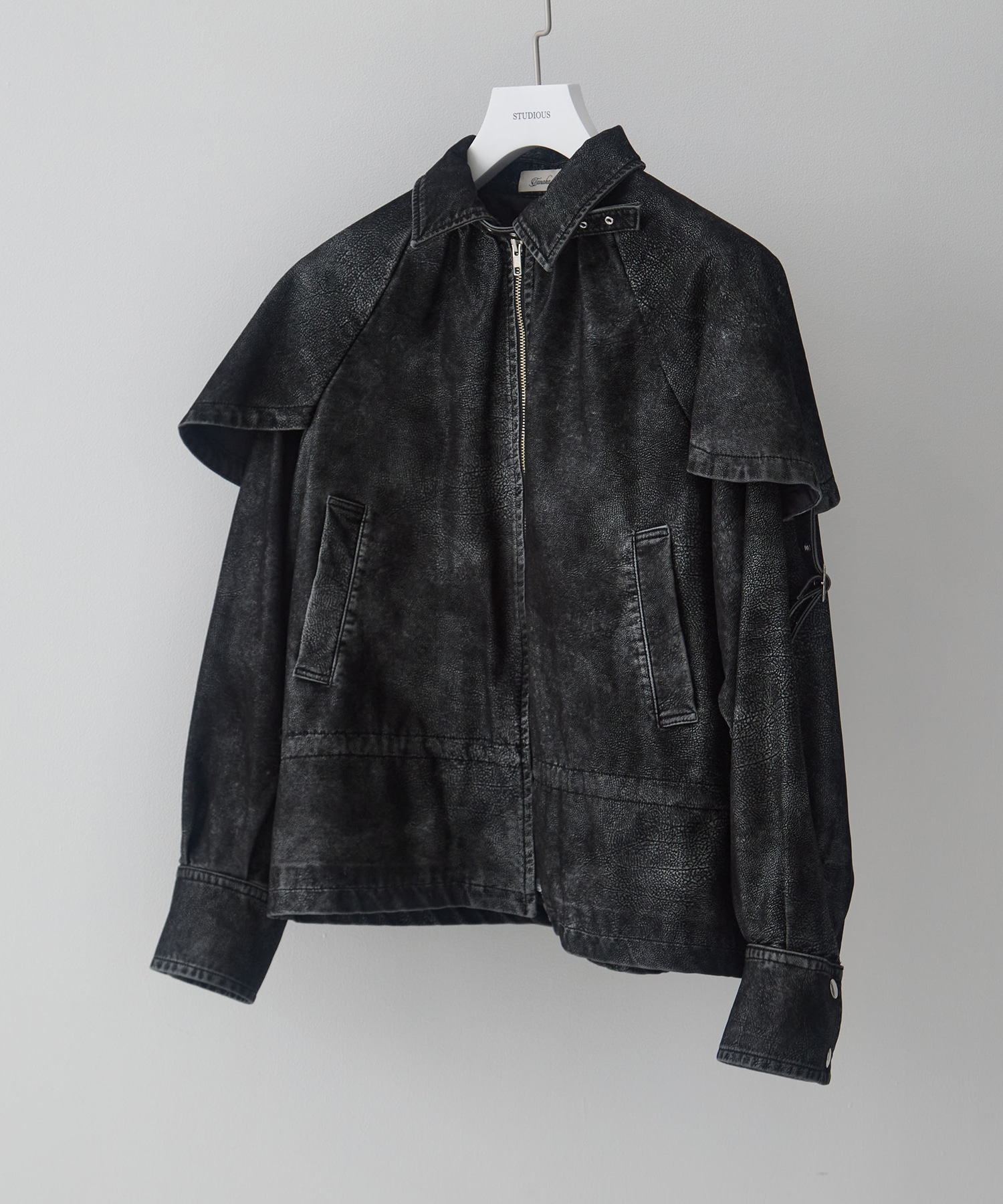 drawstring fade leather blouson tanakadaisuke