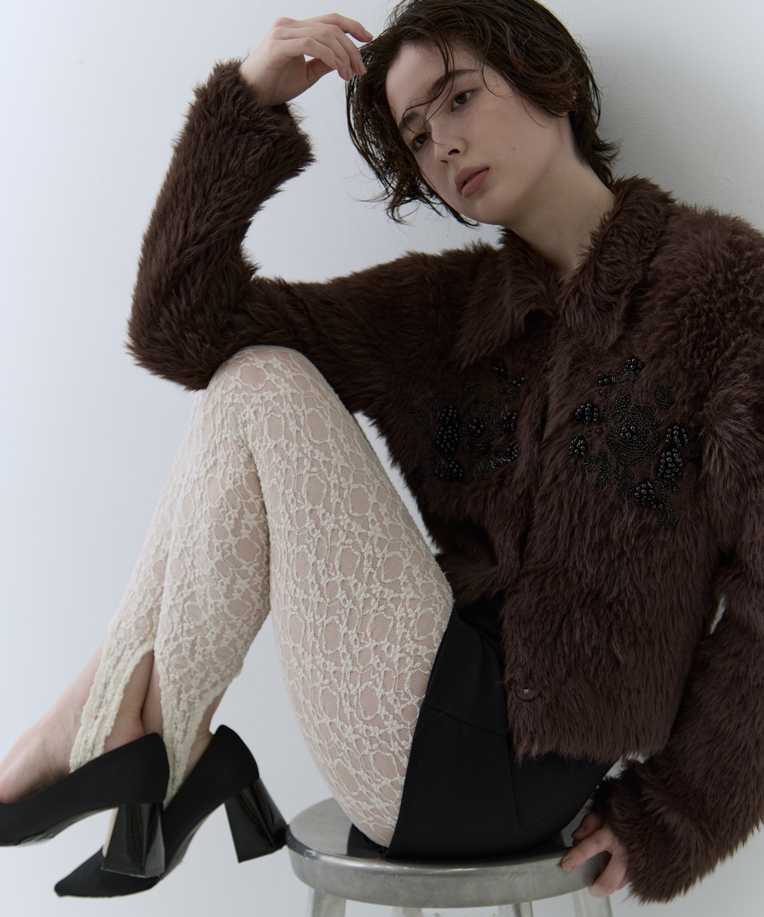 別注 シャギービジューカーディガン FETICO