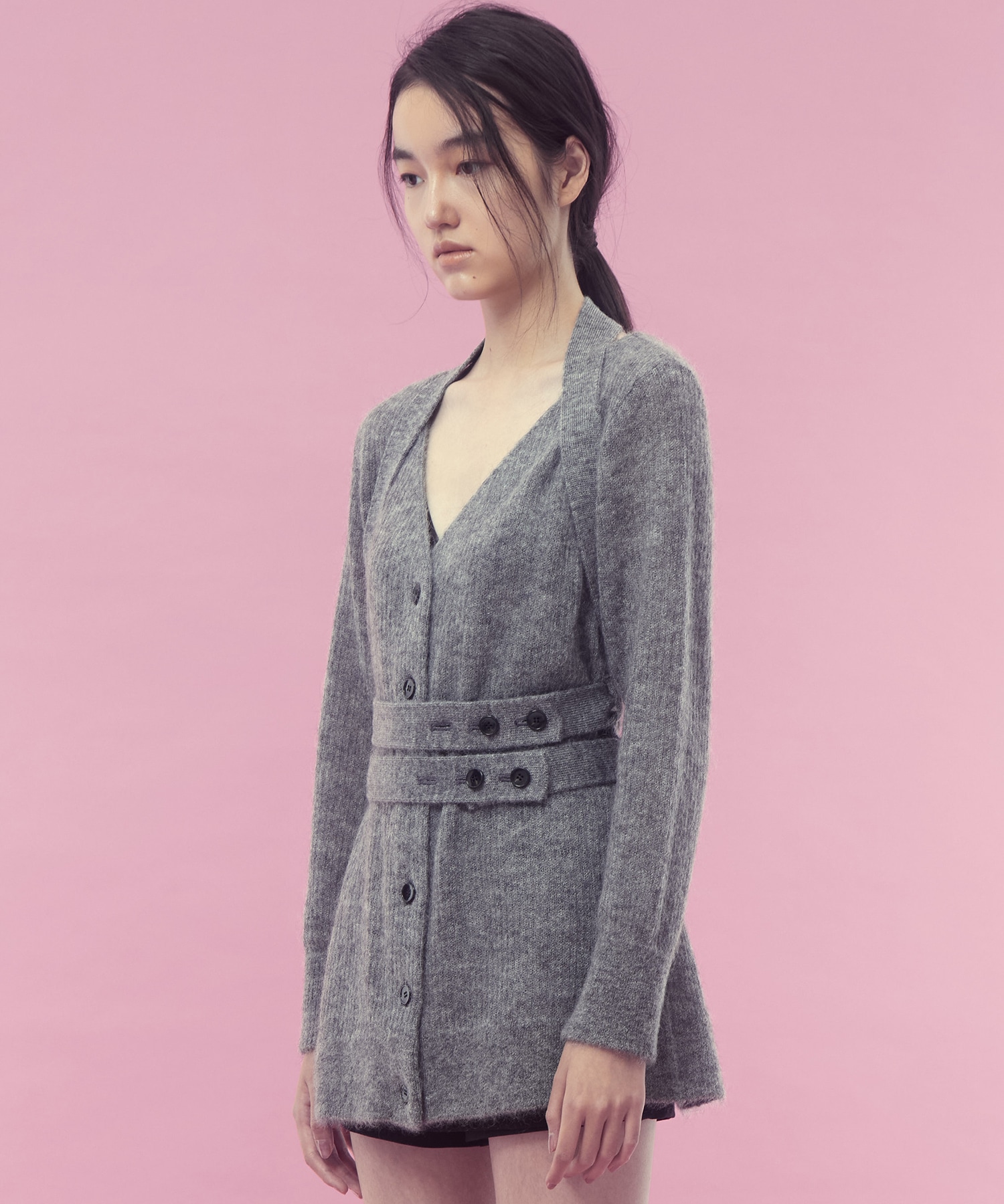 Mohair knit belted cardigan FETICO