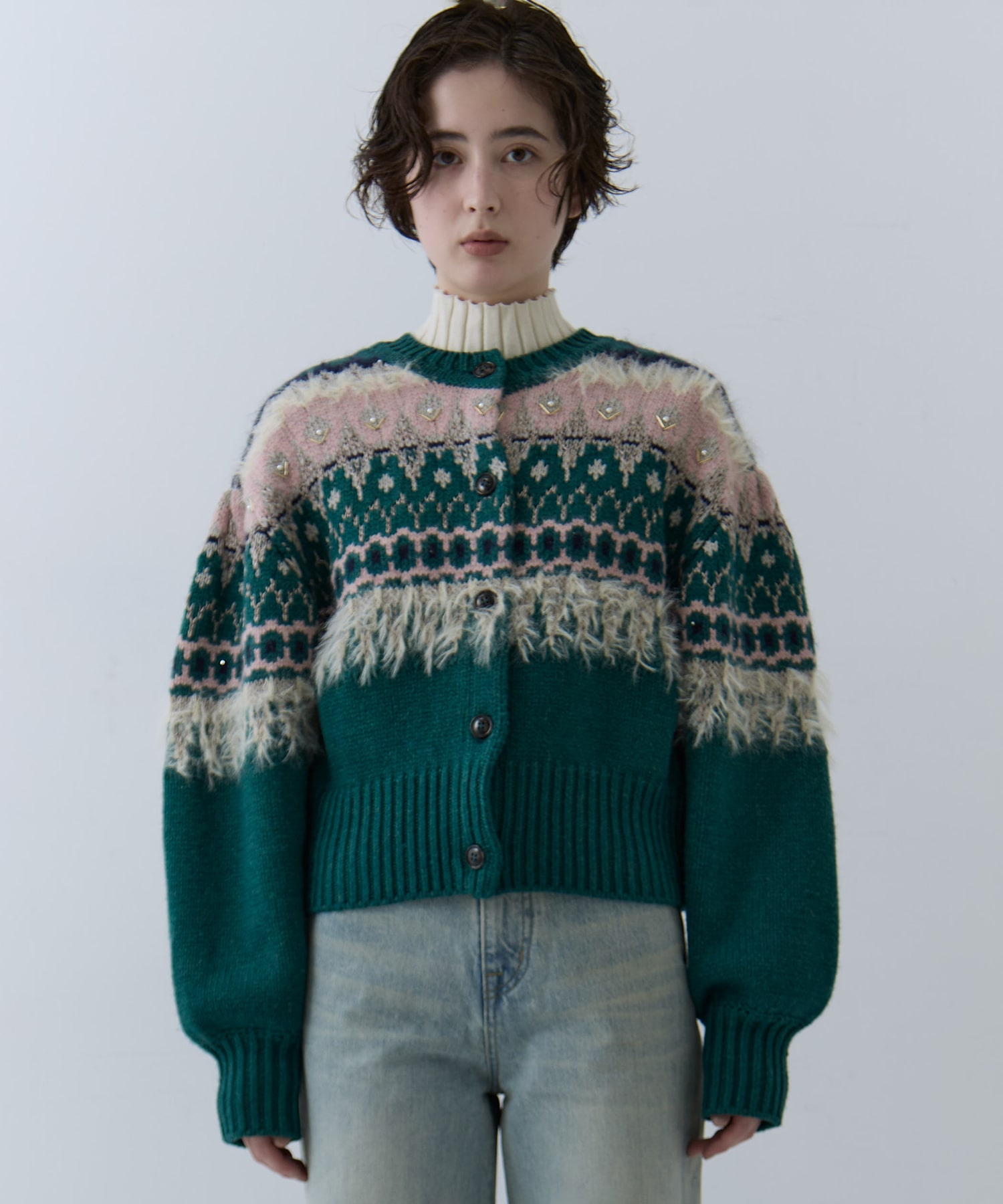 UND 2WAY LADY NORDIC KNIT CARDIGAN AMERI