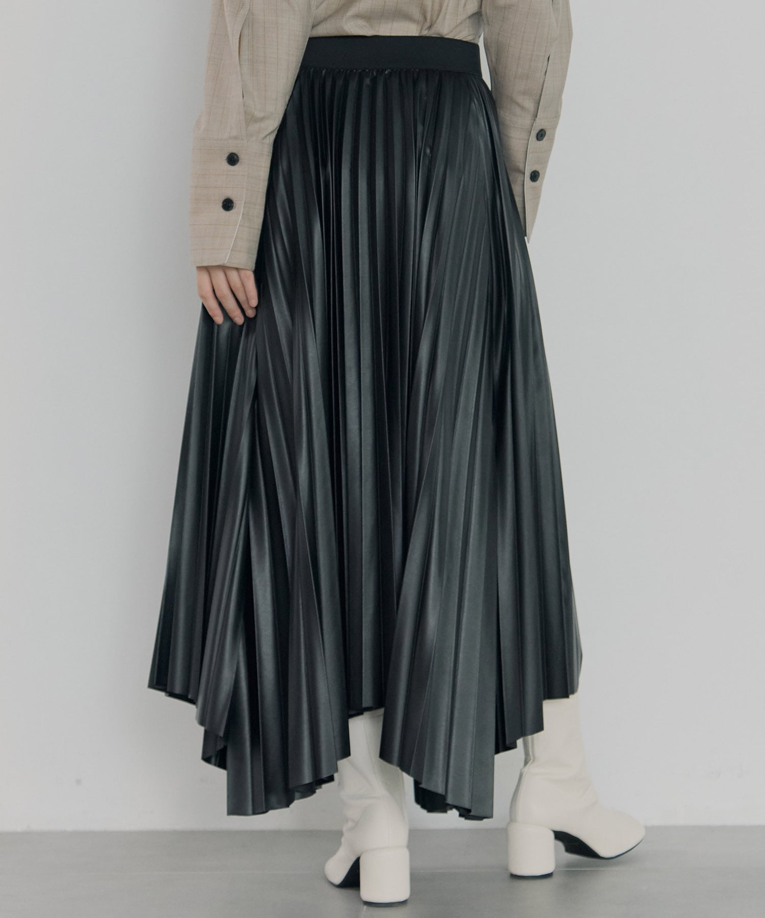 Faux Leather Pleated SK STUDIOUS