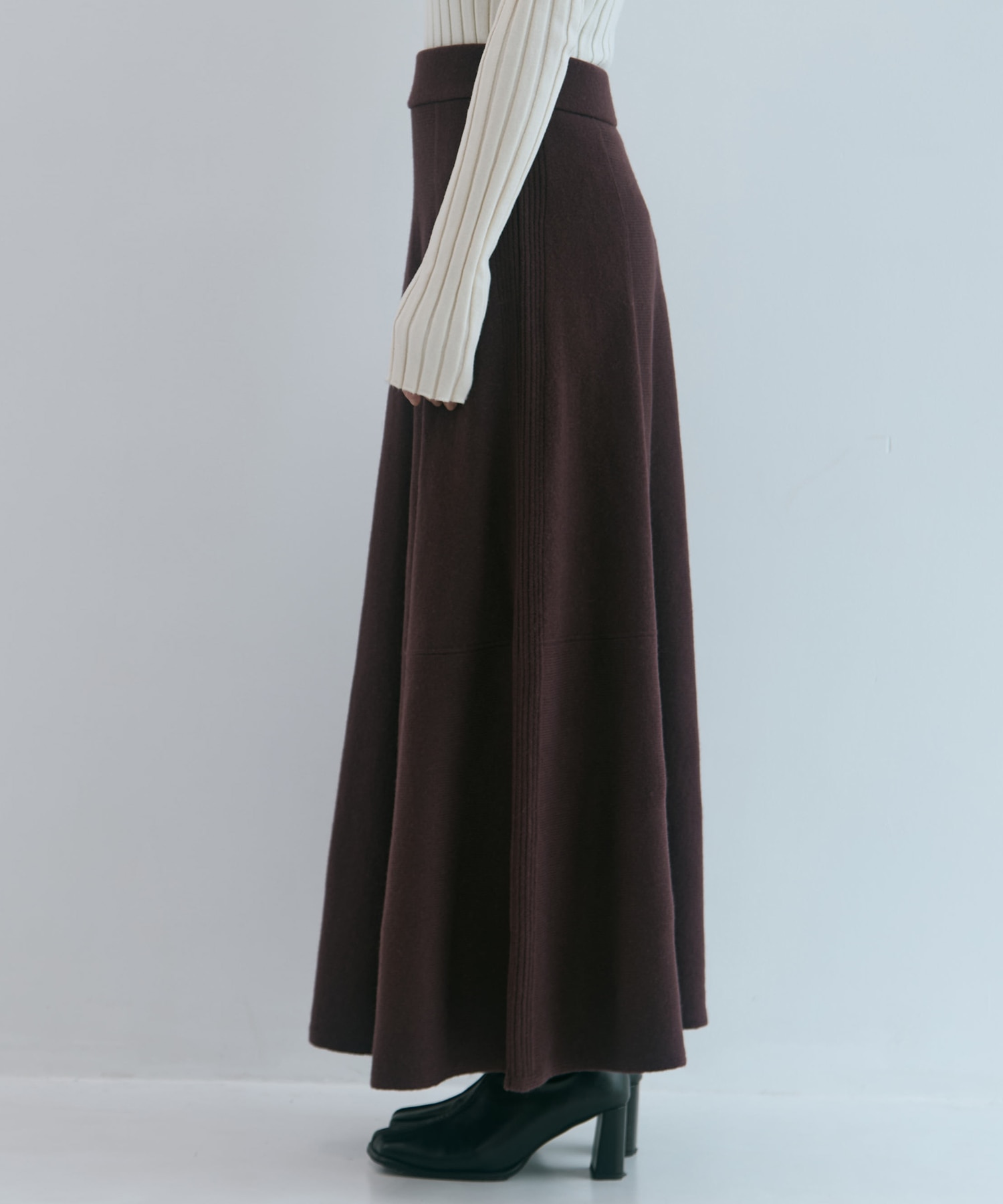 別注 CASHMERE FLARE LONG SKIRT WRAPINKNOT