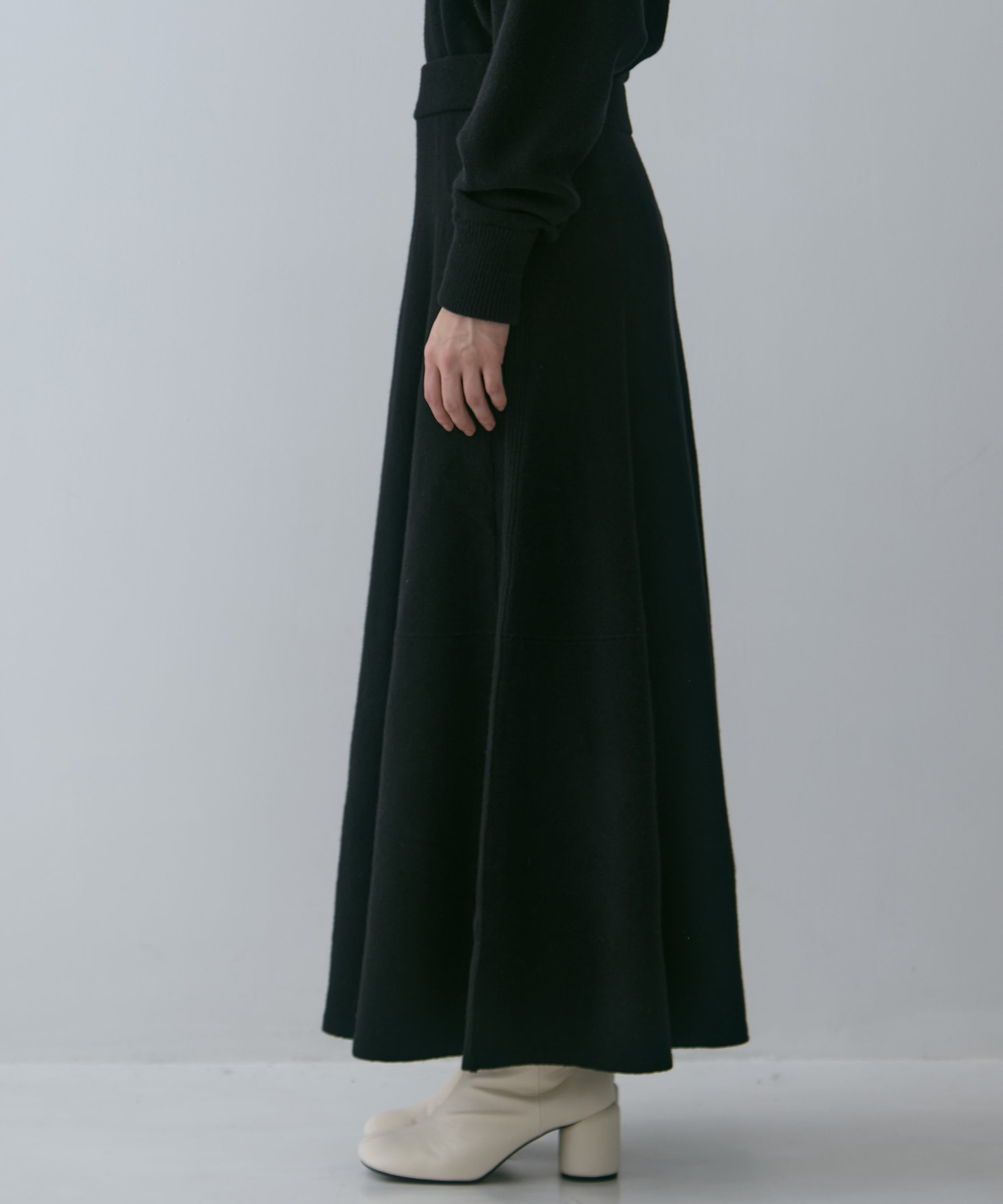 別注 CASHMERE FLARE LONG SKIRT WRAPINKNOT
