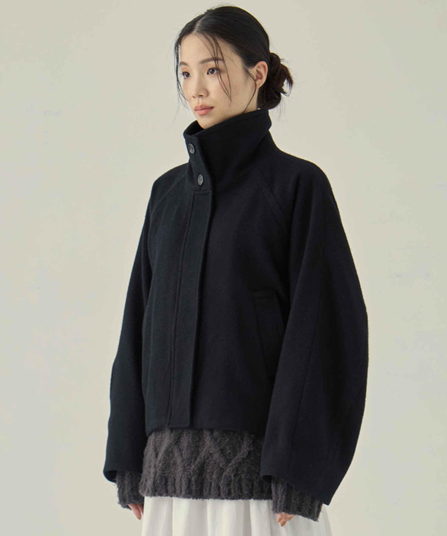 Stand Collar Wool Blouson STUDIOUS