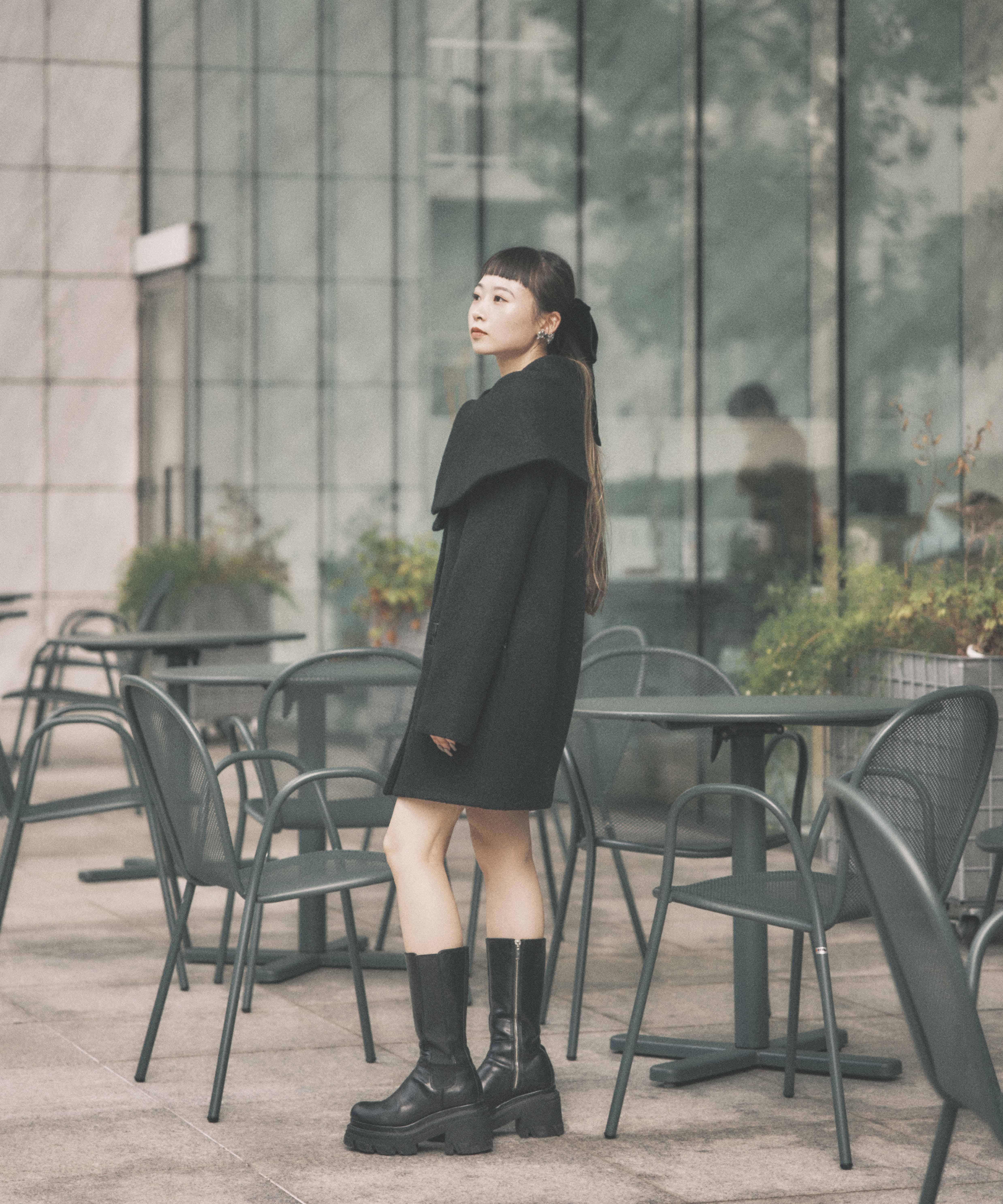 Boucle wool cape coat FETICO