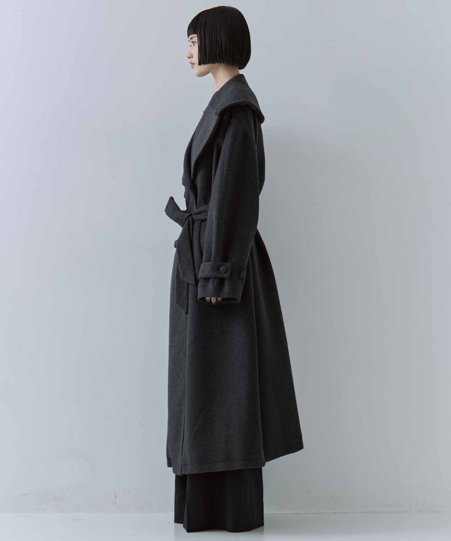 UND BIG ROUND COLLAR WOOL LONG COAT AMERI