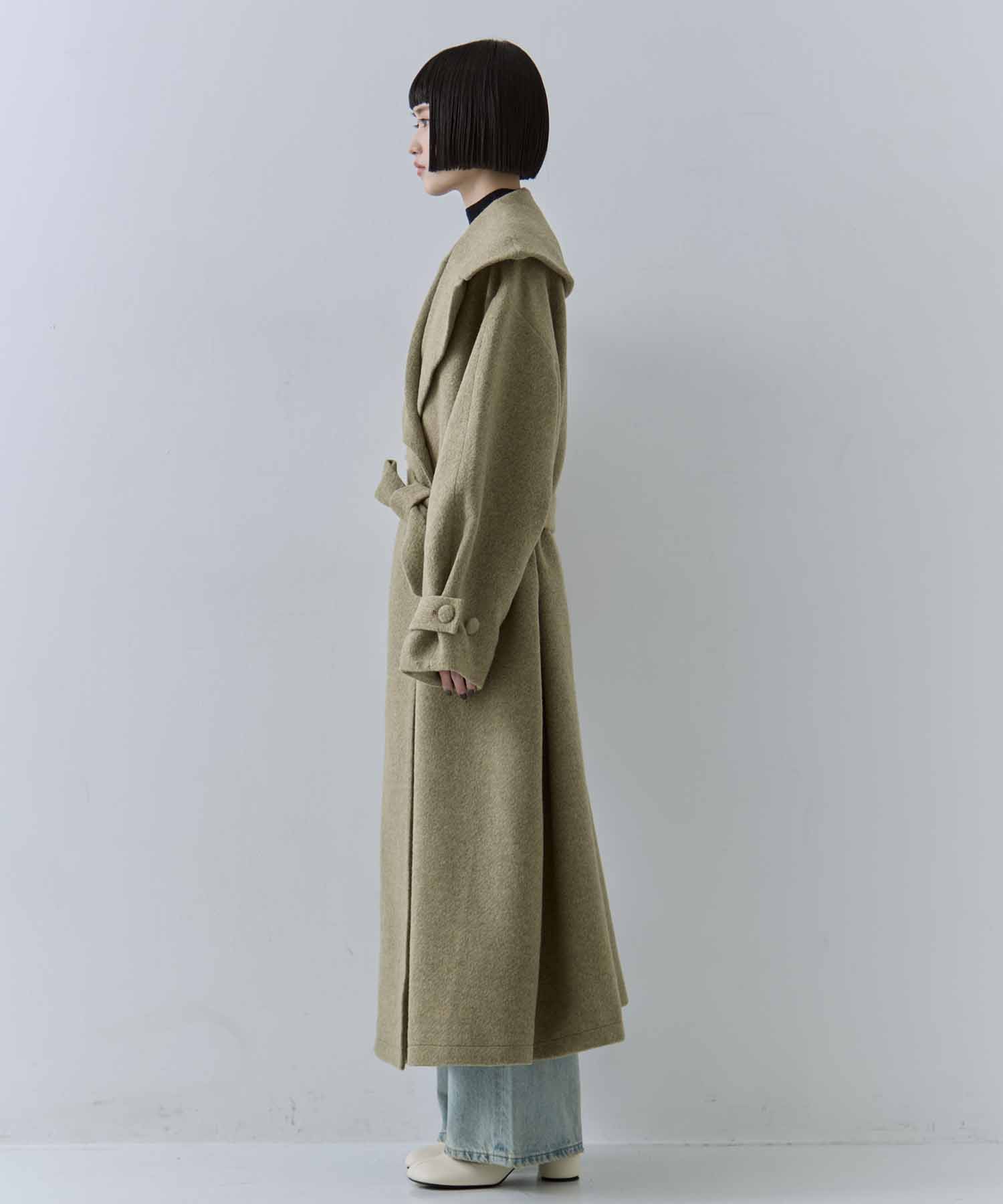 UND BIG ROUND COLLAR WOOL LONG COAT AMERI