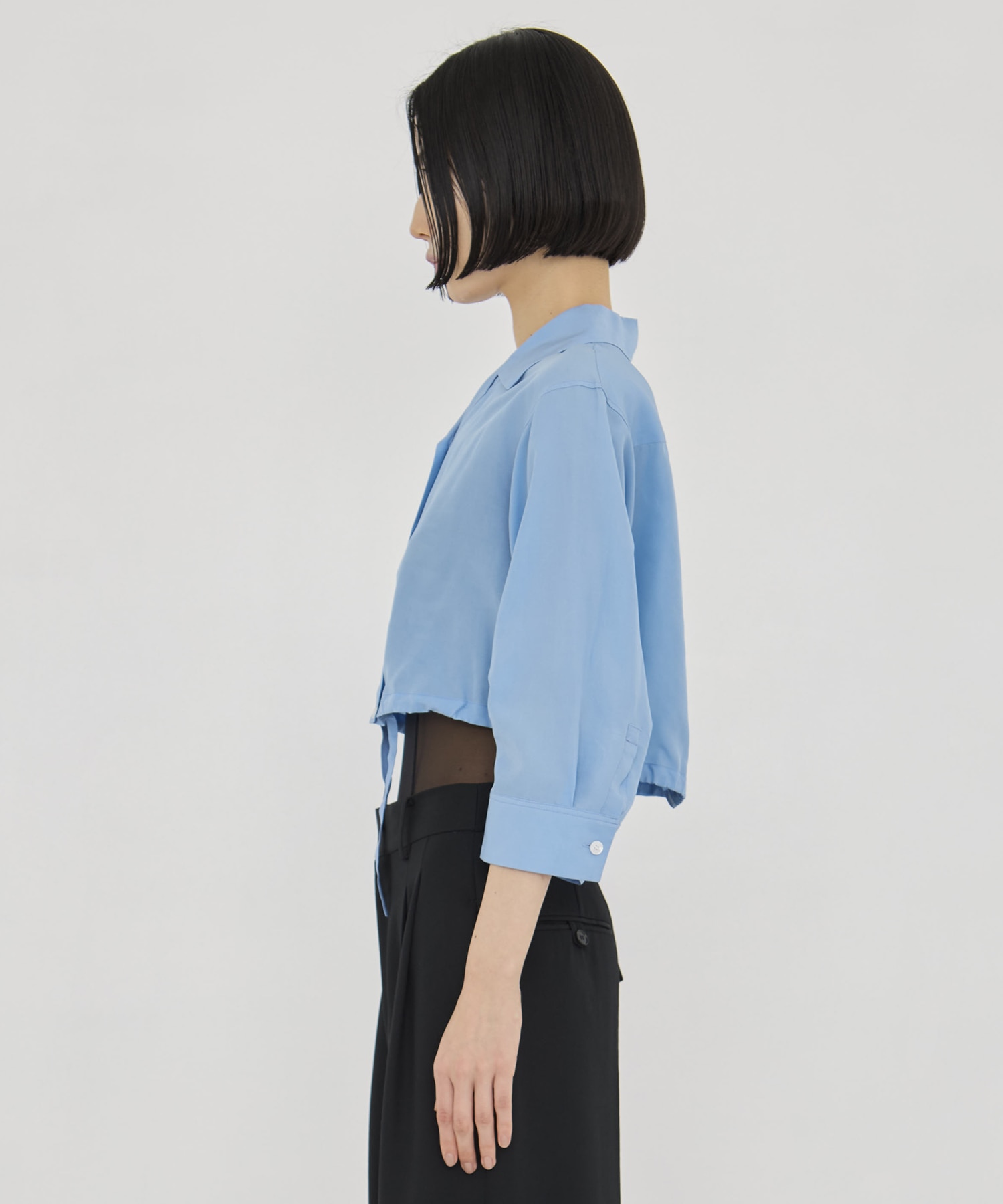 CROPPED COTTON OPEN-COLLAR SHIRT CINOH
