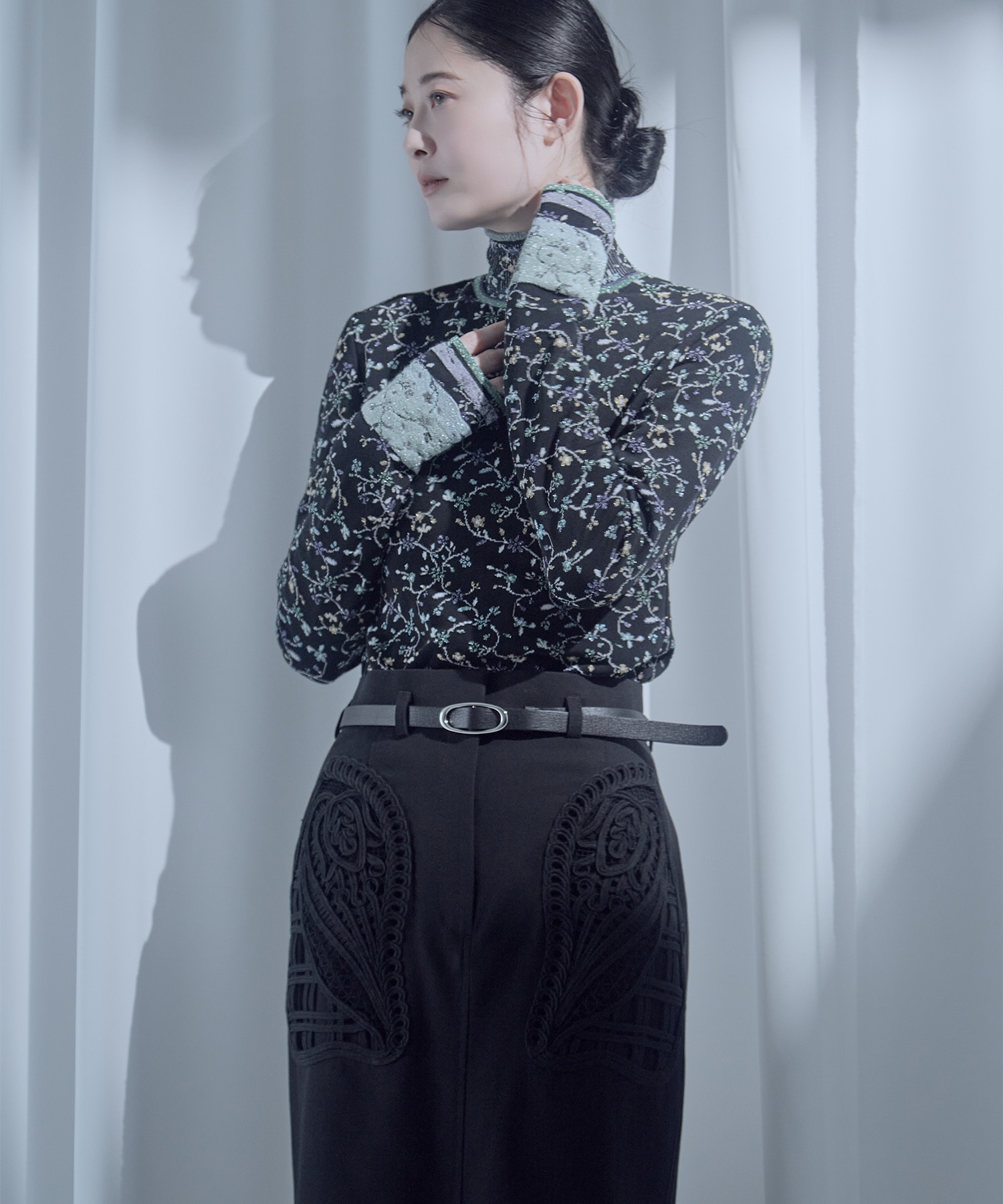 別注Cording Embroidery Detailed I-line Skirt Mame Kurogouchi