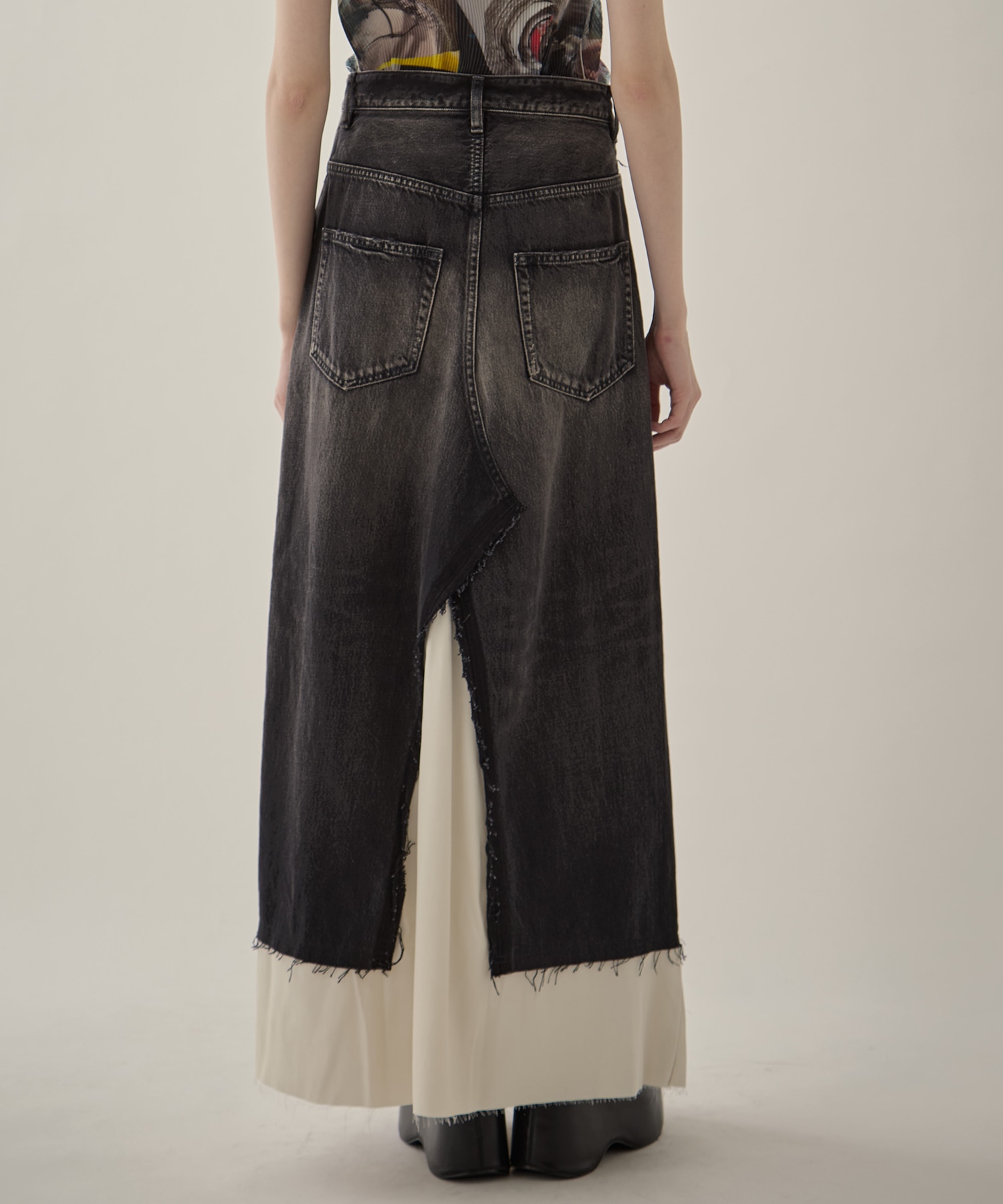 DENIM PANTS COMBINED SKIRT Maison MIHARA YASUHIRO