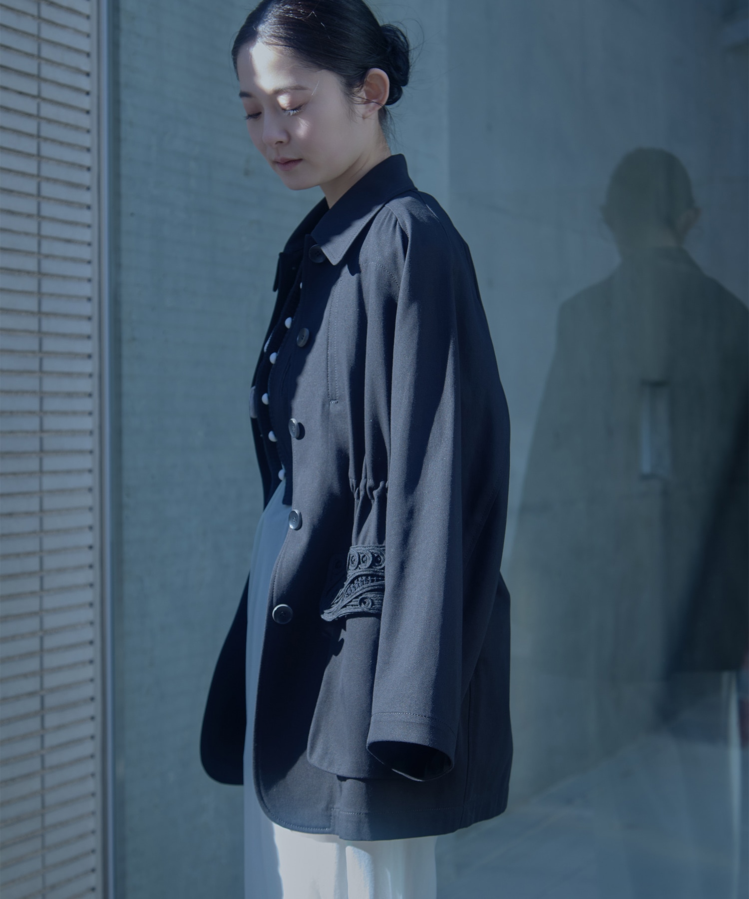 別注Cording Embroidery Detailed Middle Length Jacket Mame Kurogouchi