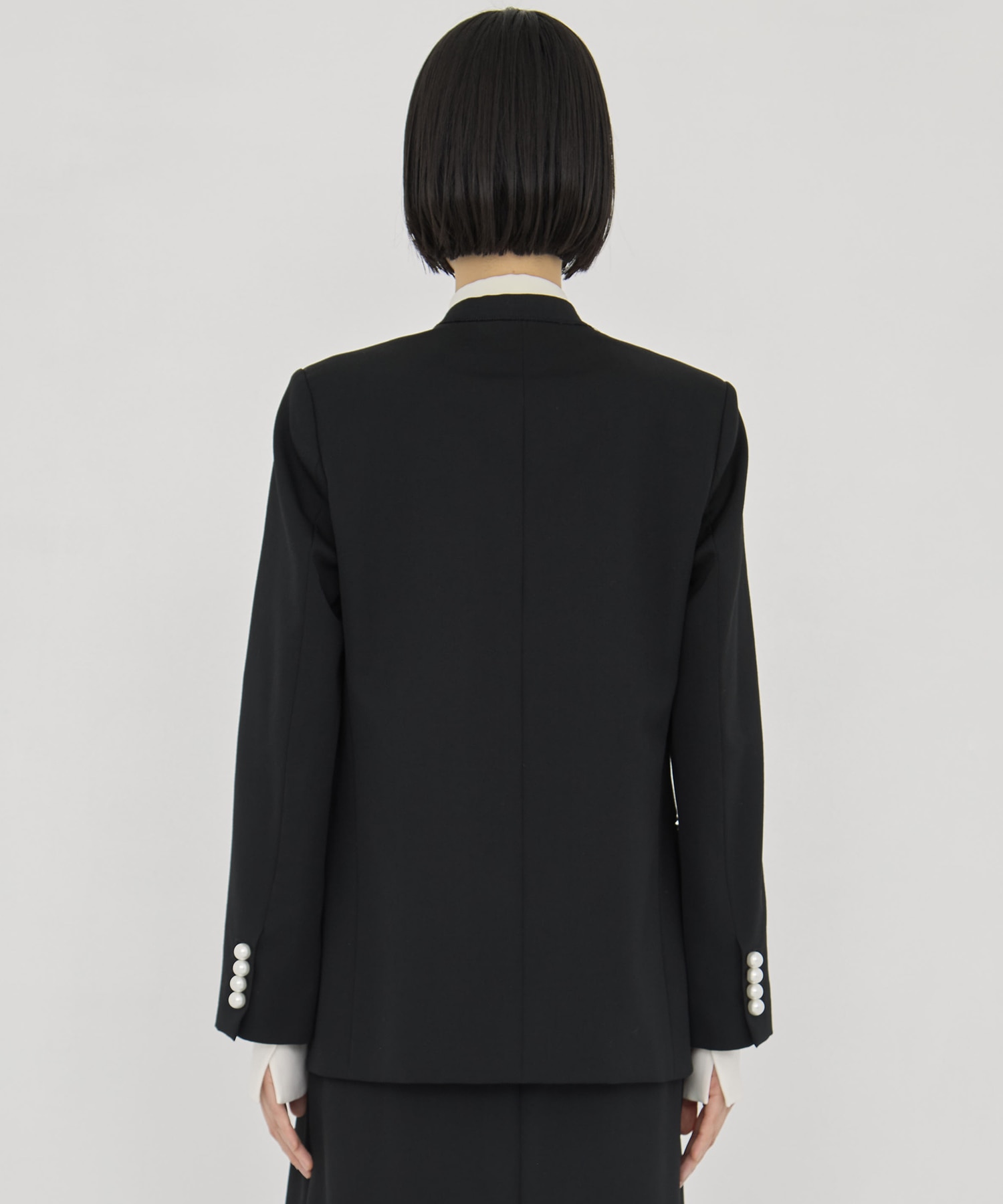 BLACK FORMAL NO COLLAR JACKET CINOH