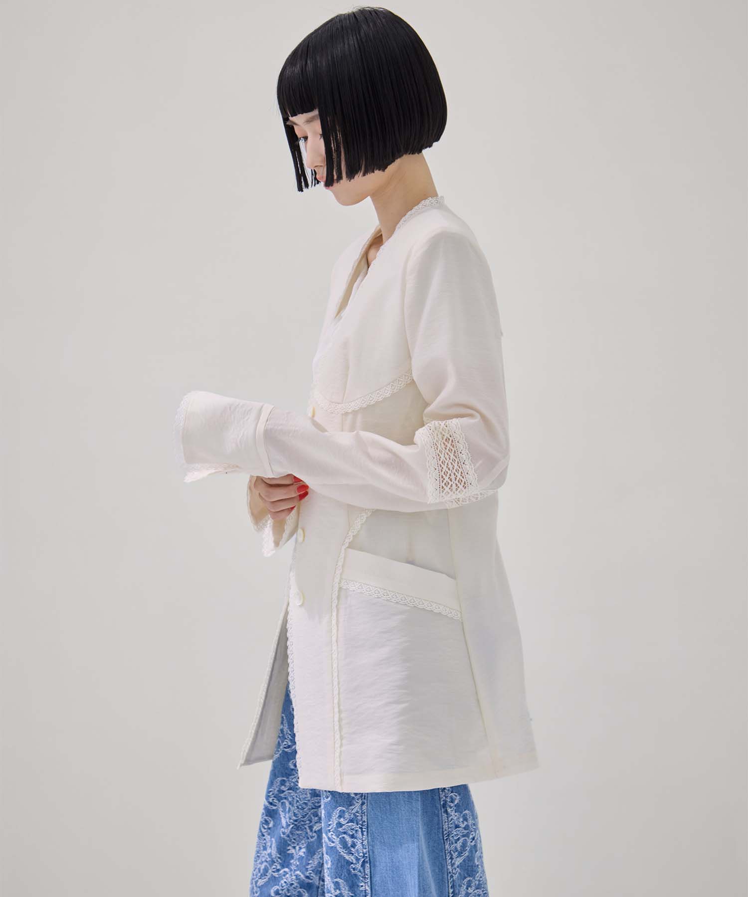 別注 LACE-PANELED SHIRT JACKET FETICO