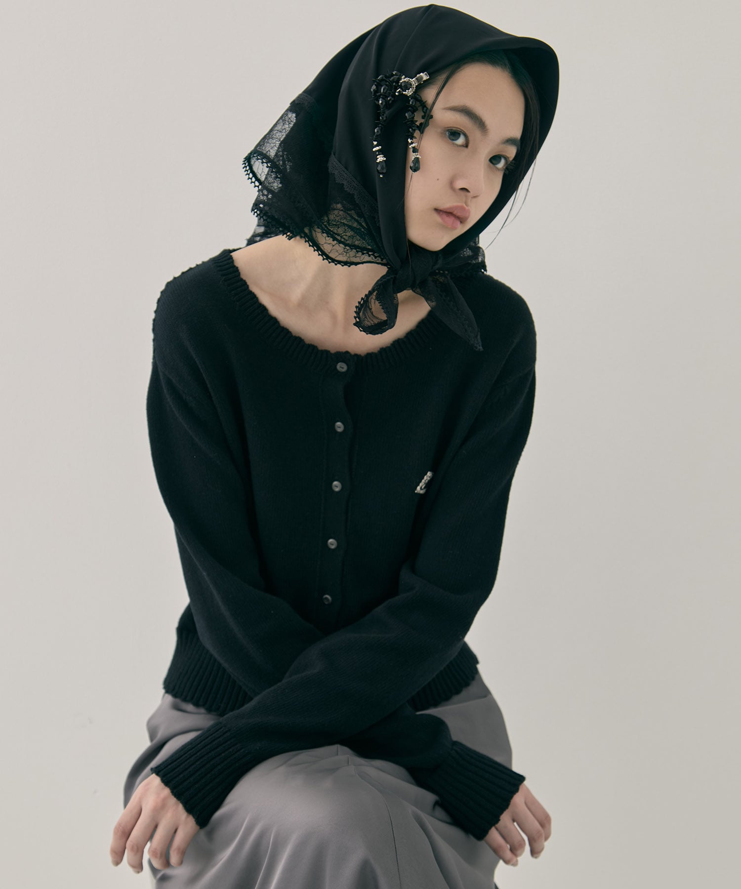 flower lace frame scarf tanakadaisuke