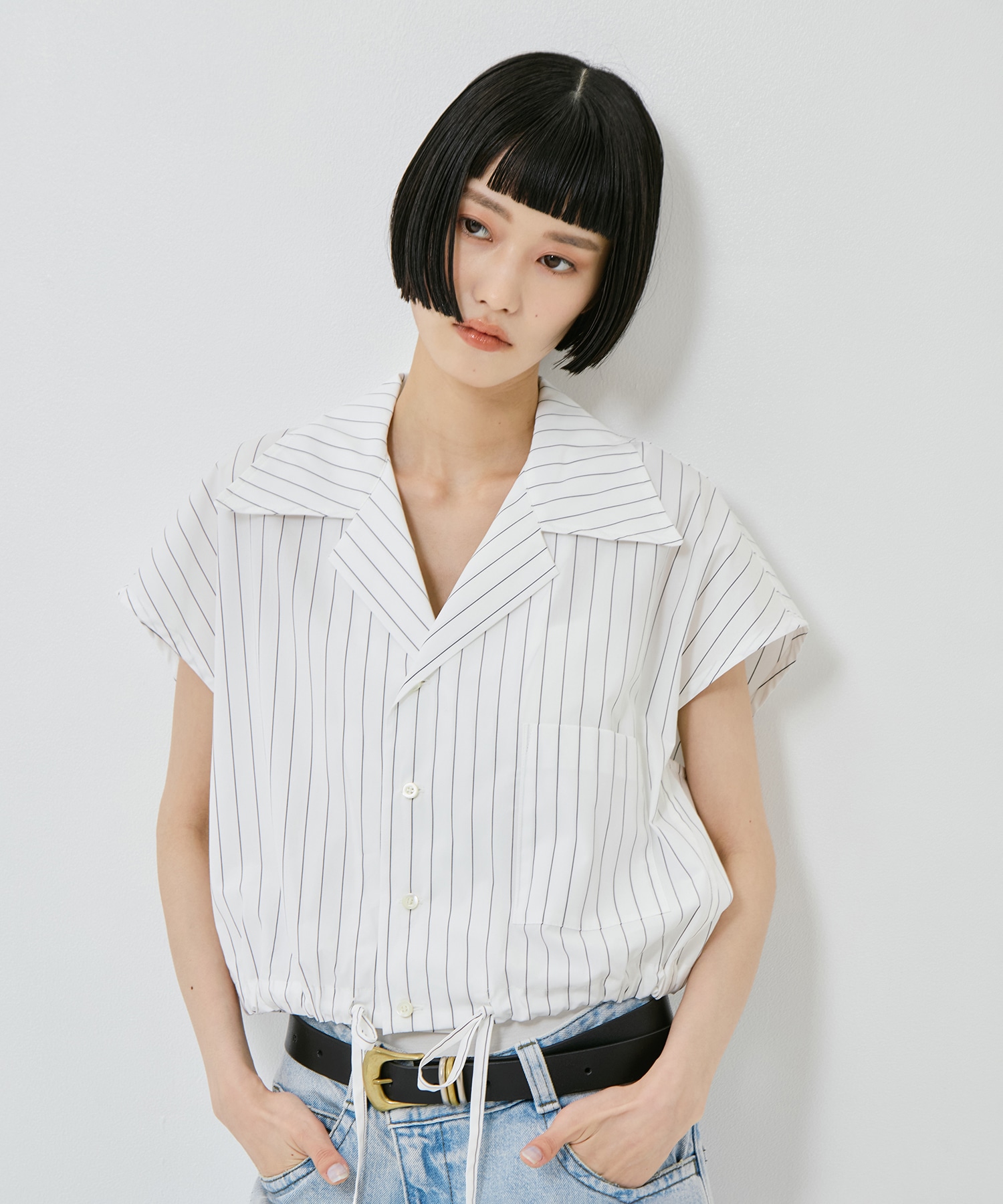 Open Collar Cropped Shirt UJOH