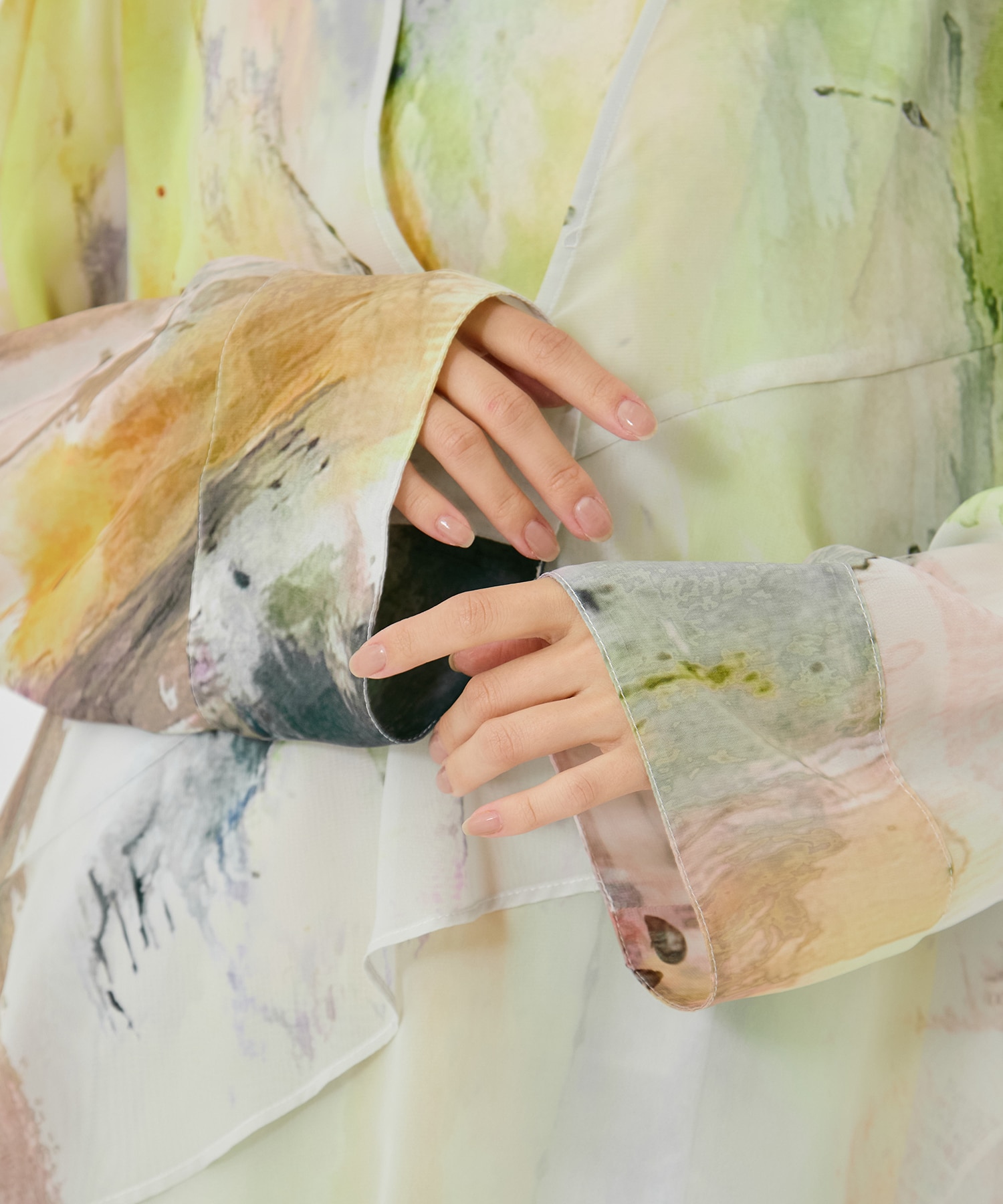 PAINTED TEXTURE ART LAYERED DRESS AMERI