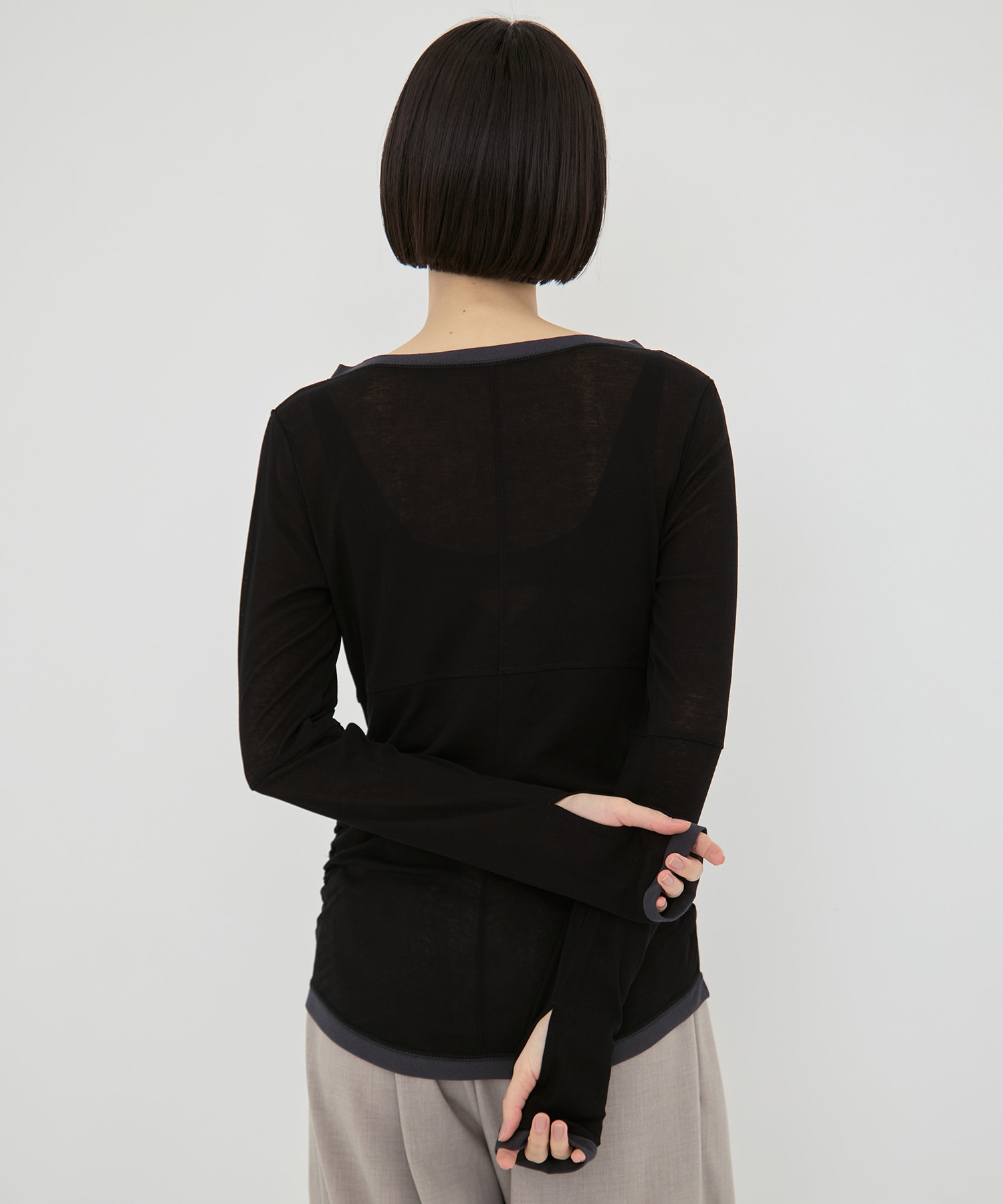 2way Sheer Cotton Long Tee STUDIOUS