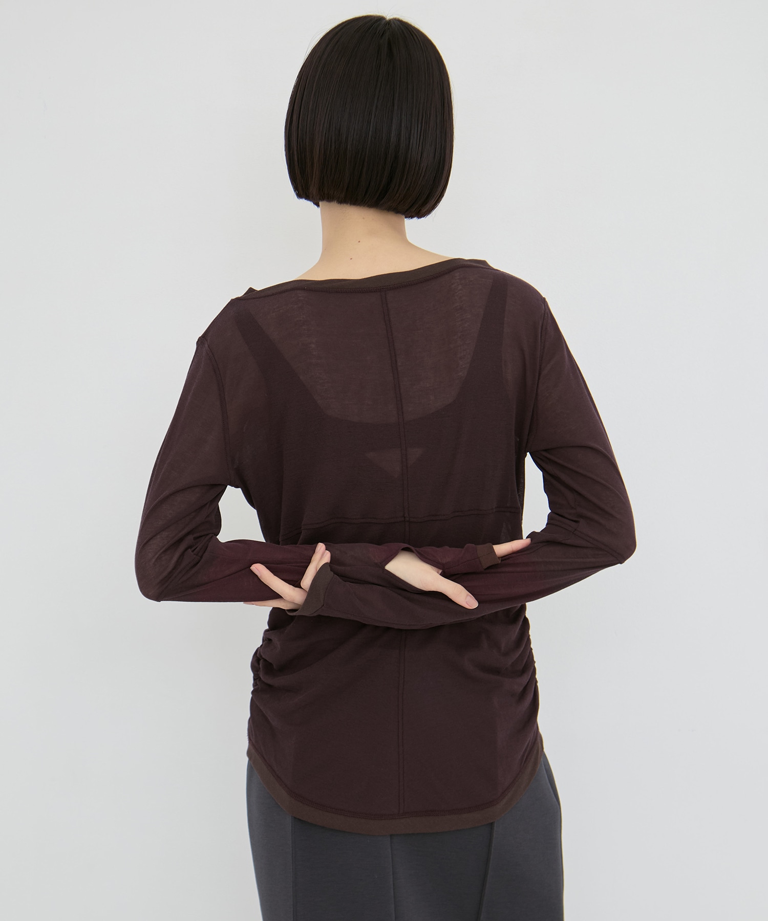 2way Sheer Cotton Long Tee STUDIOUS