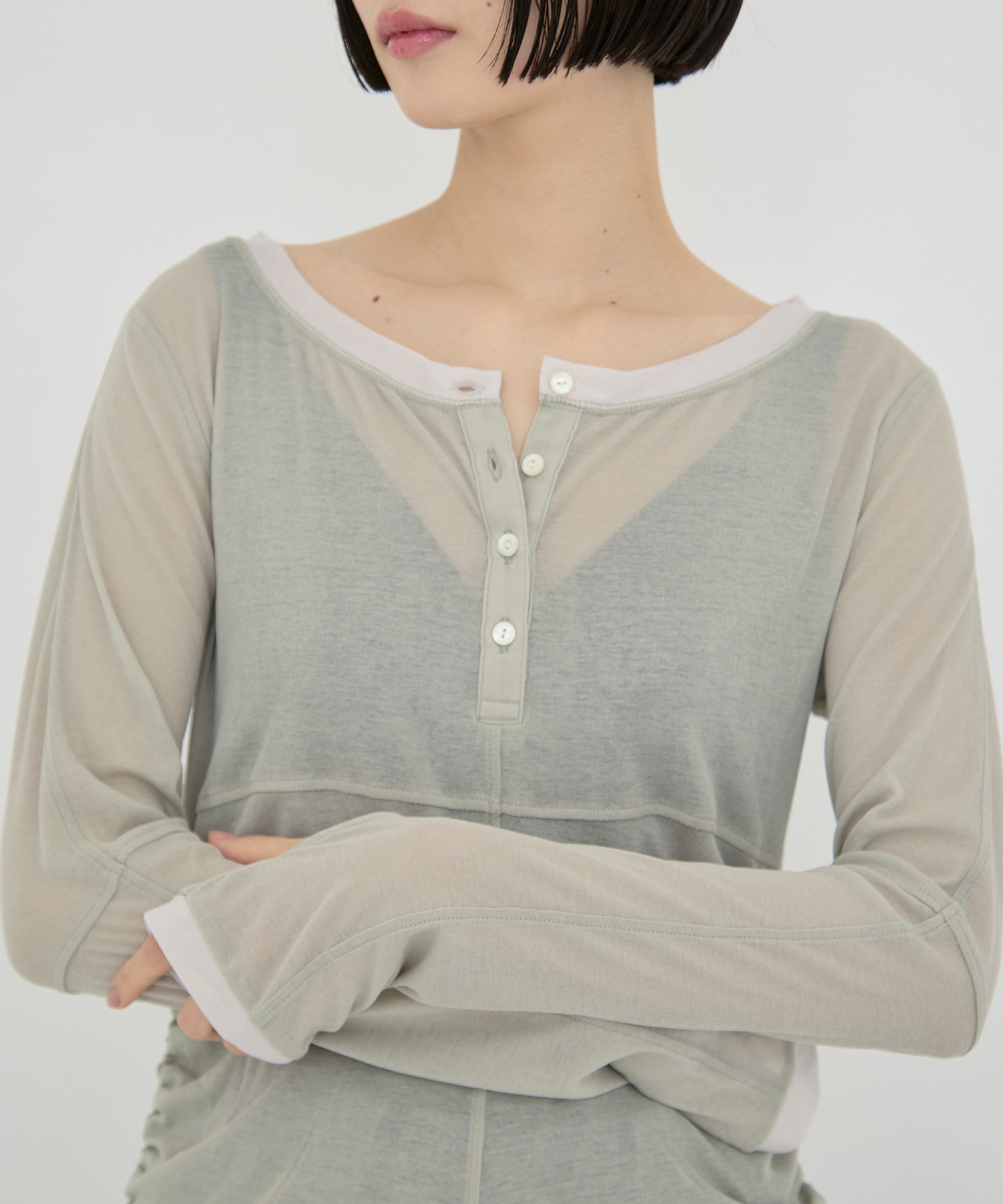 2way Sheer Cotton Long Tee STUDIOUS