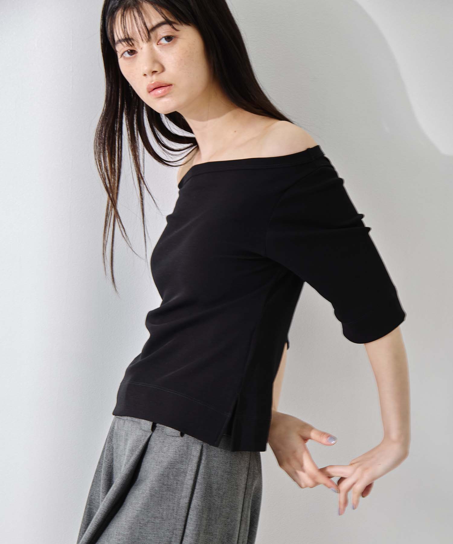 Luxury Cotton Boat Neck Tee 