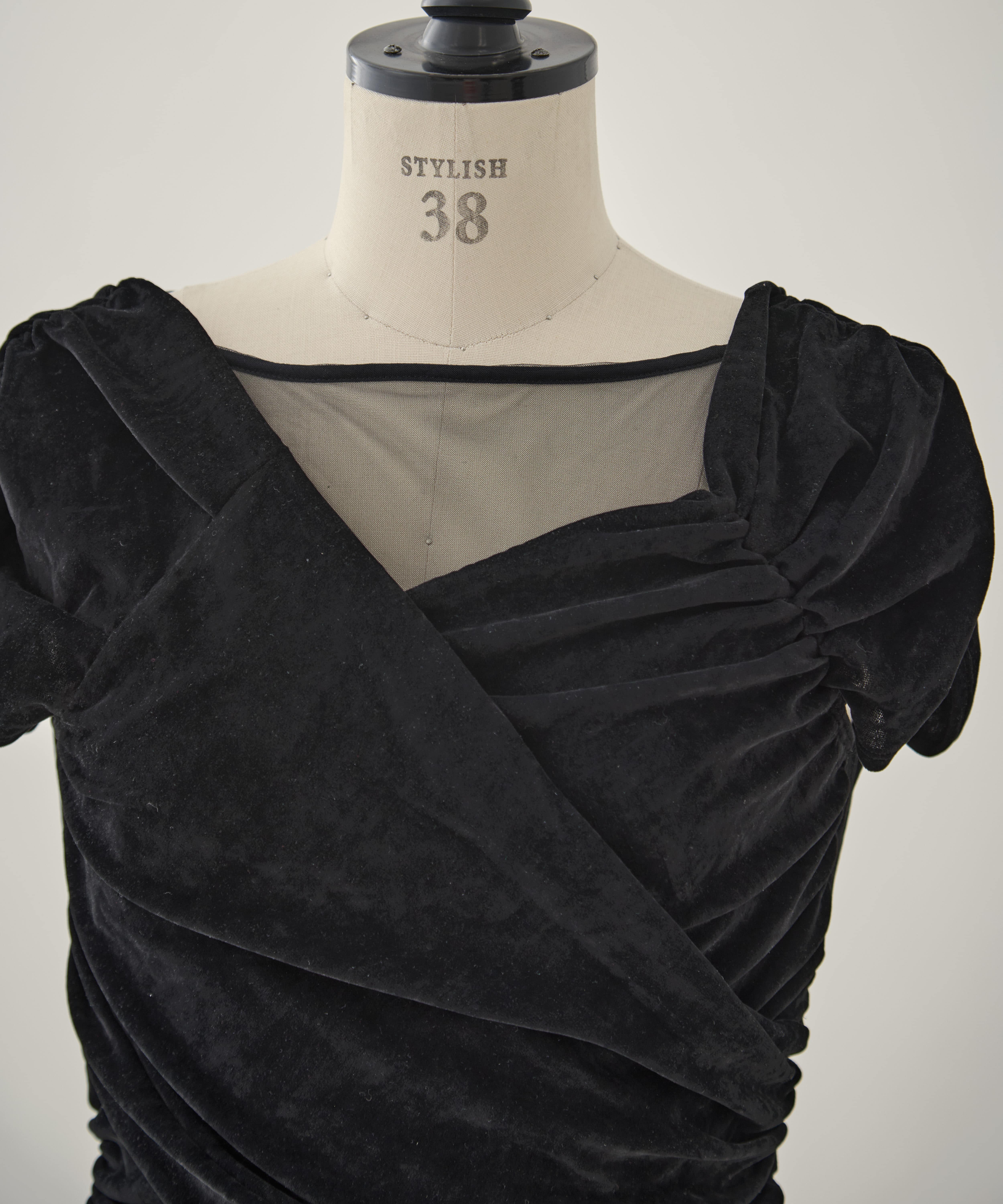 VELVET TULLE GATHERED TOP FETICO