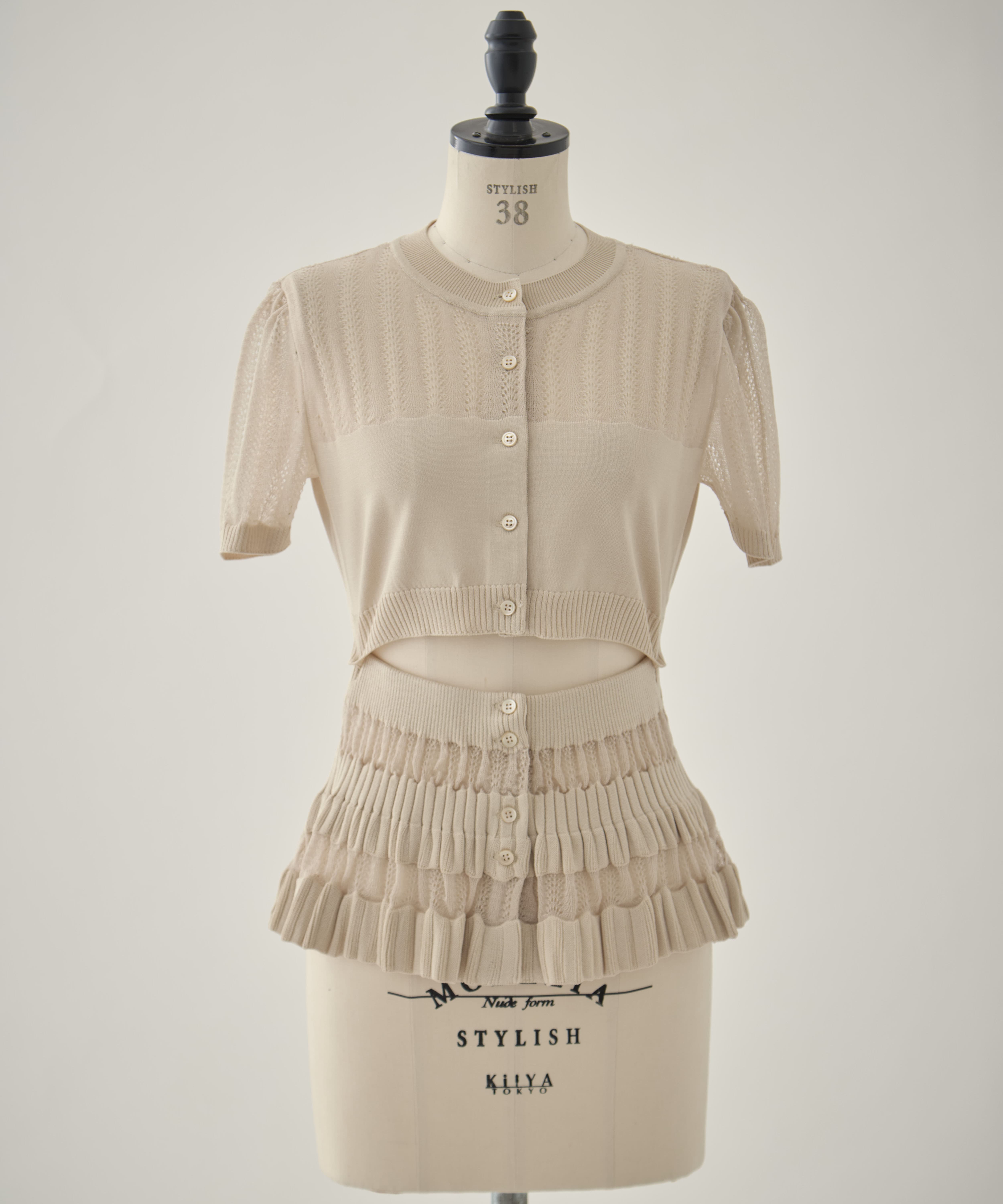 CONVERTIBLE SHEER STRIPE KNIT CARDIGAN FETICO