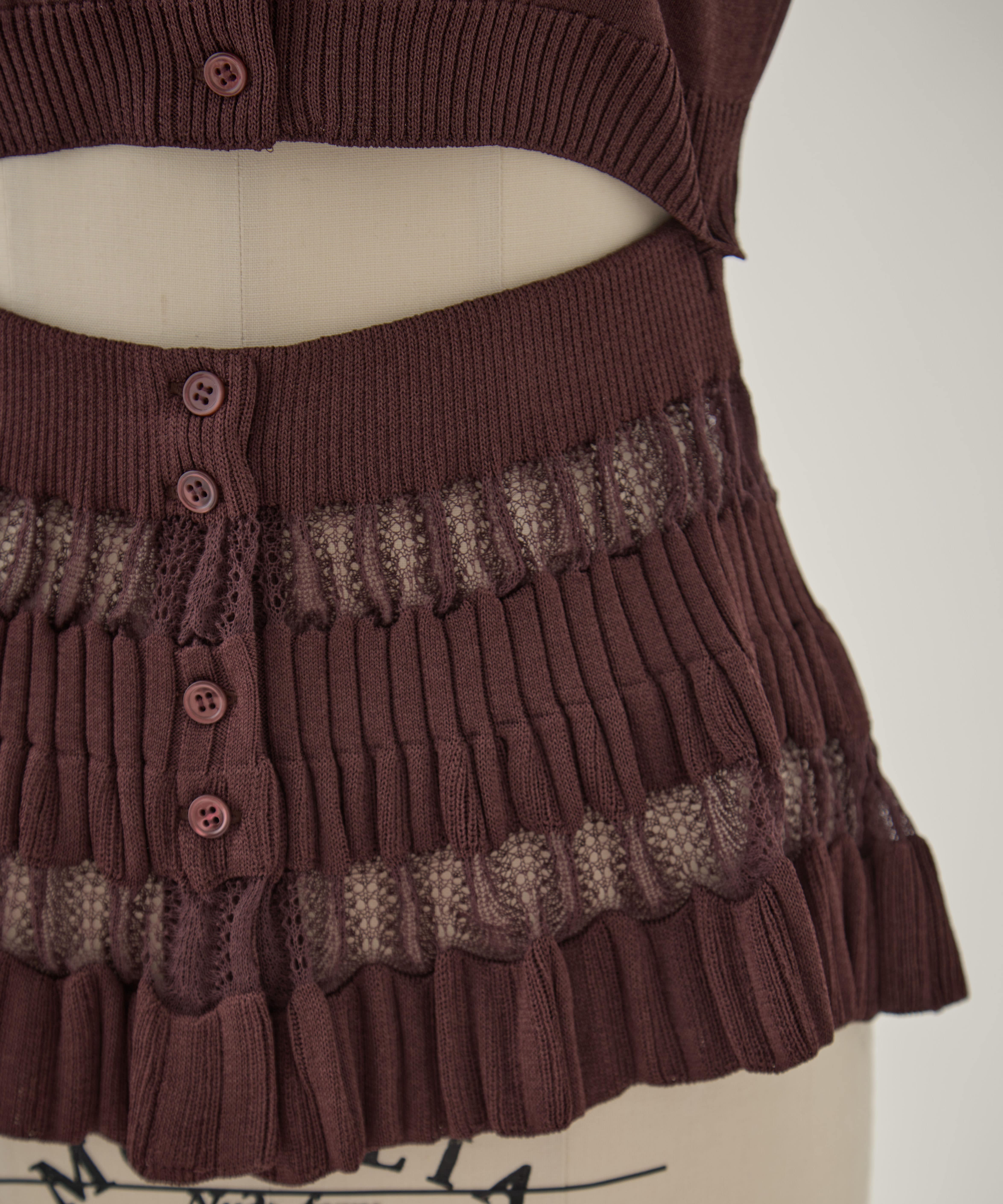 CONVERTIBLE SHEER STRIPE KNIT CARDIGAN FETICO