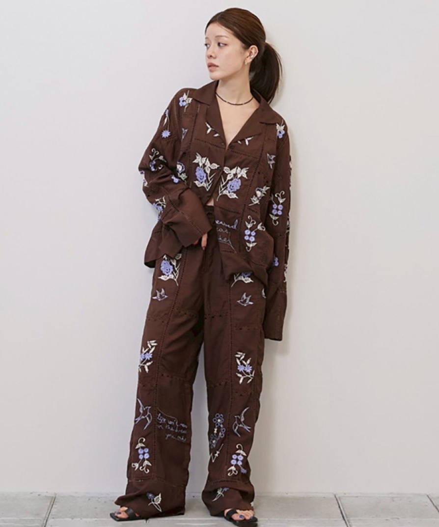 Embroidery Patchwork Trousers TODAYFUL