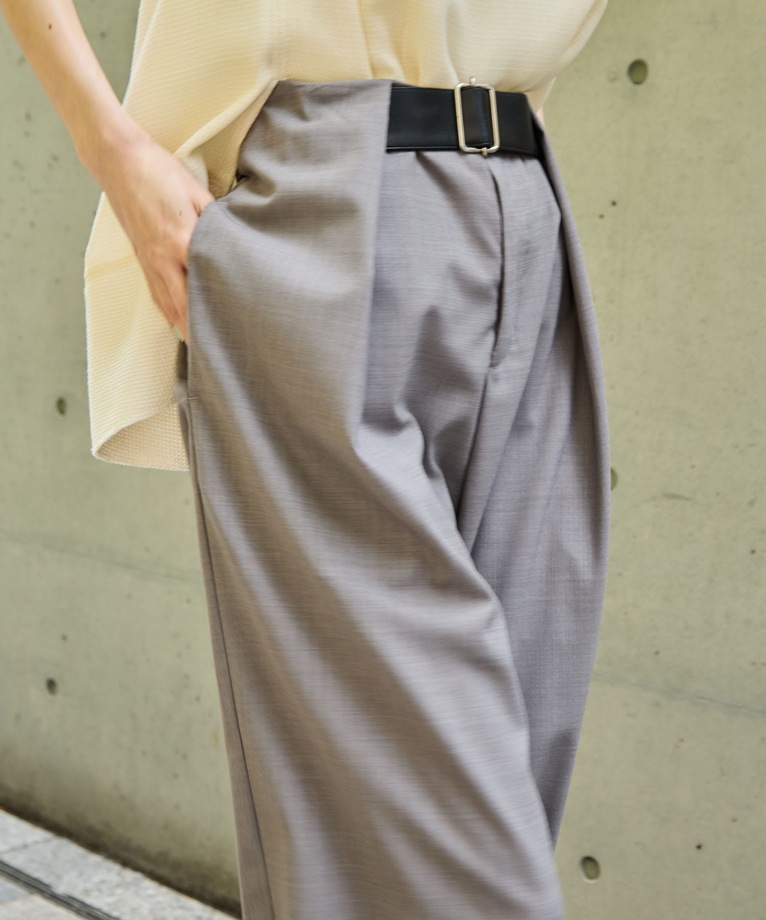 Summer Wool Belted Trousers STUDIOUS