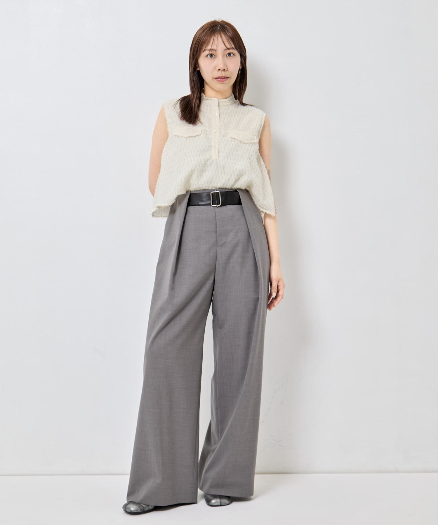 Summer Wool Belted Trousers STUDIOUS