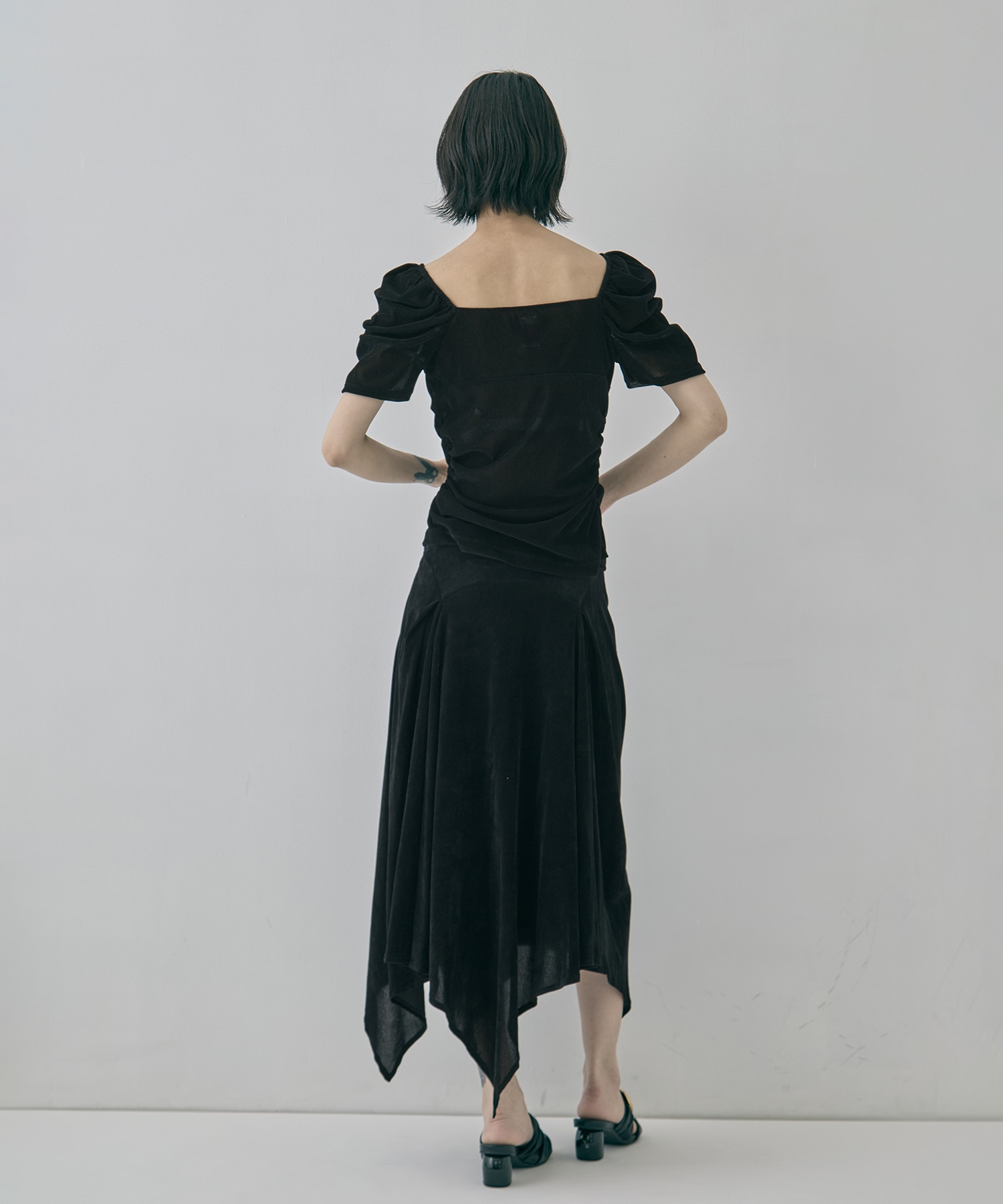 VELVET TULLE GATHERED SKIRT FETICO