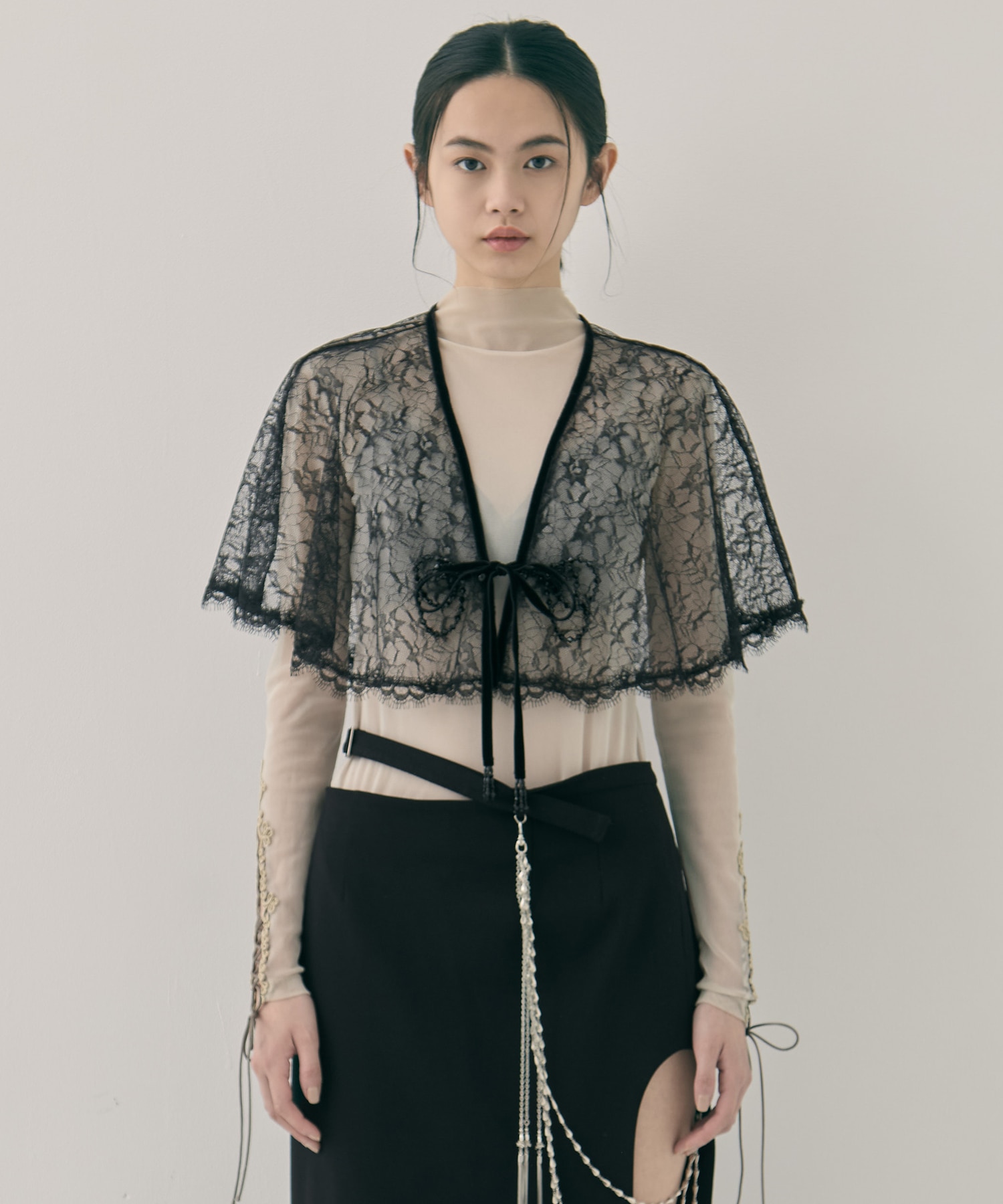 flower lace velvet ribbon cape tanakadaisuke