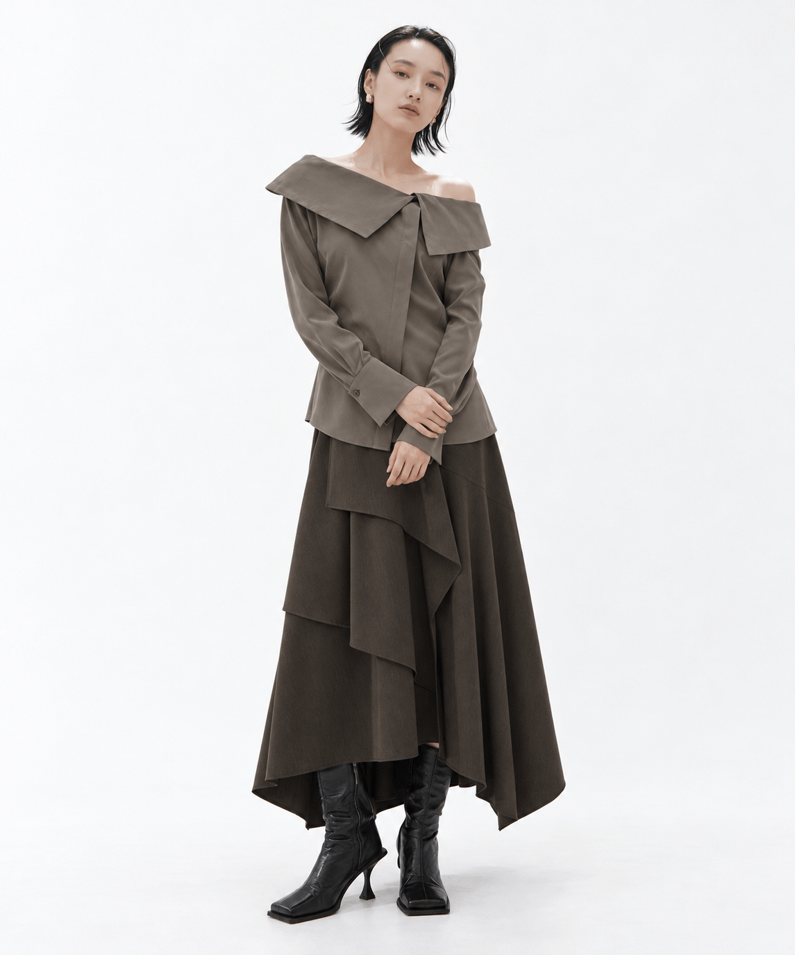Fibril Scarf-Neck Blouse STUDIOUS
