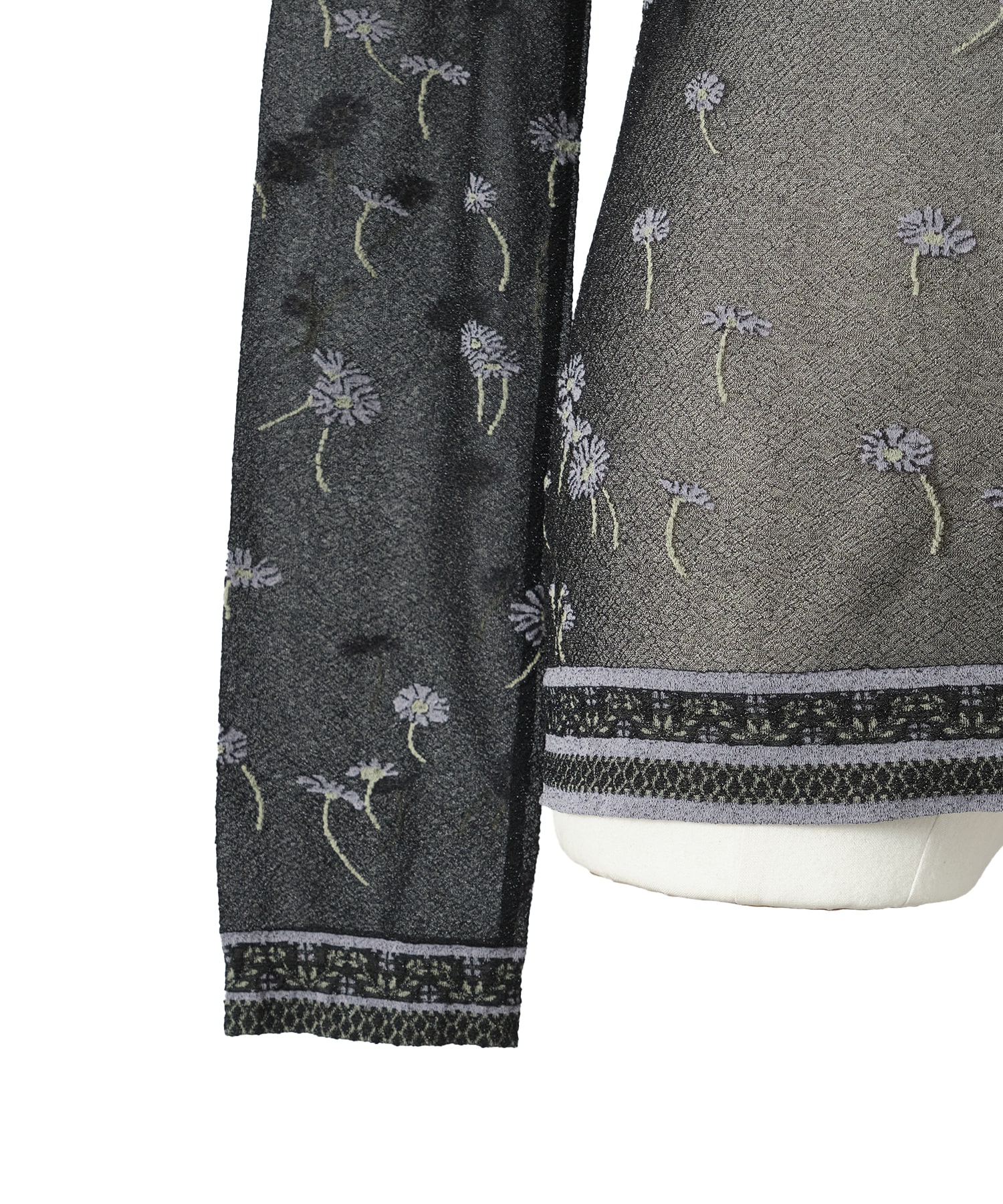 Floral Pattern Long Sleeve Sheer Knit Top Mame Kurogouchi