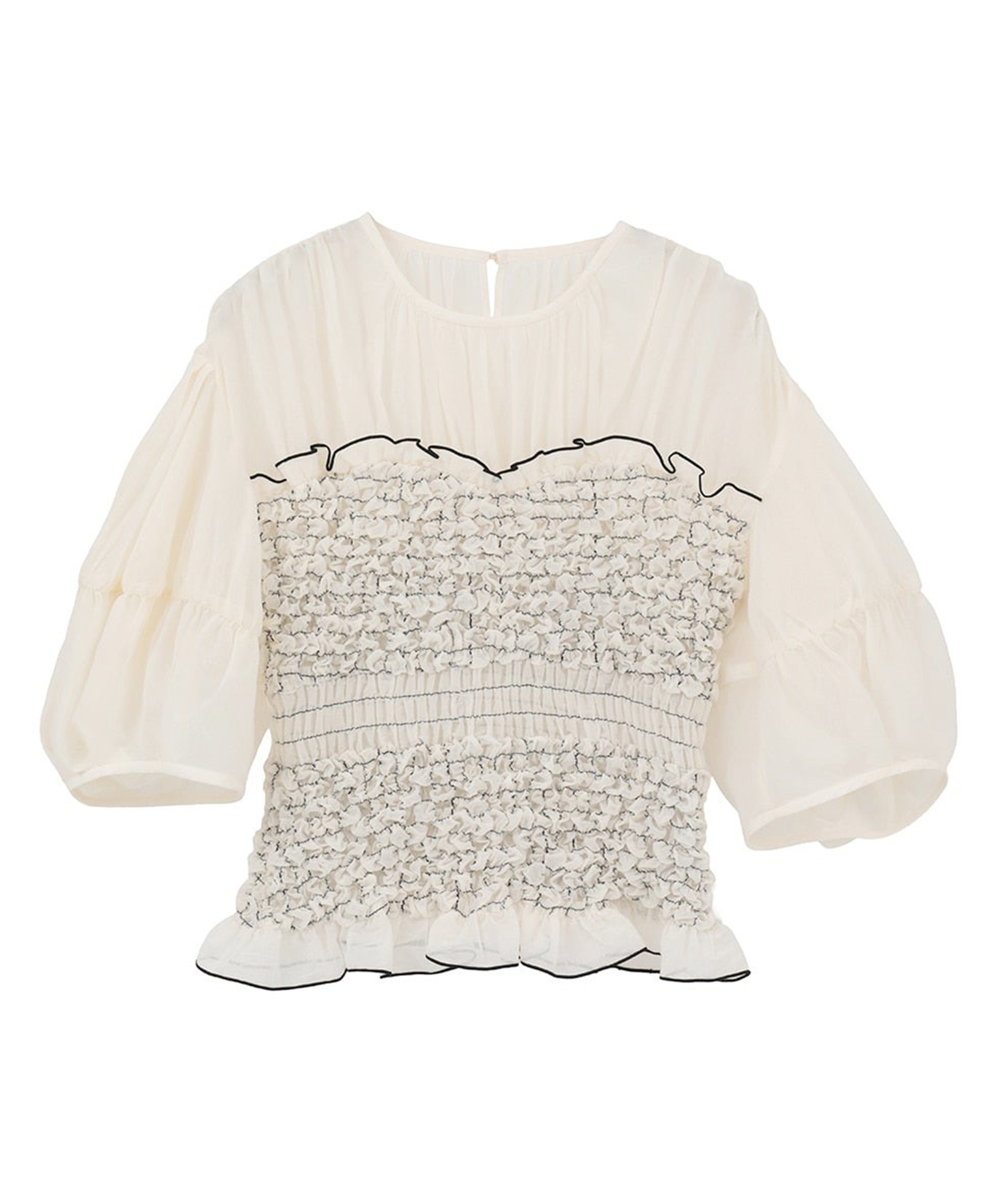 COLOR STITCHED SHIRRING TOPS CLANE