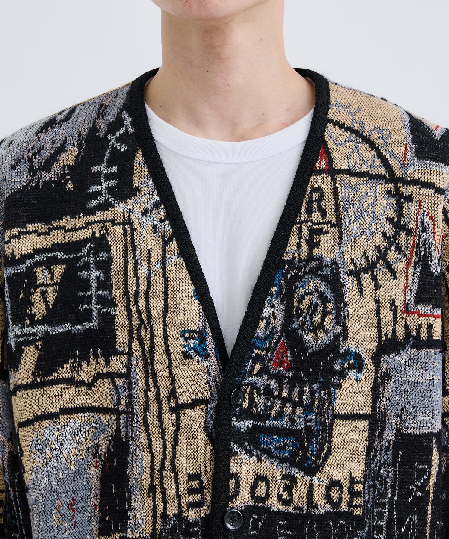 WACKOMARIA JEAN-MICHEL BASQUIAT MOHAIR KNIT JACQUARD CARDIGAN