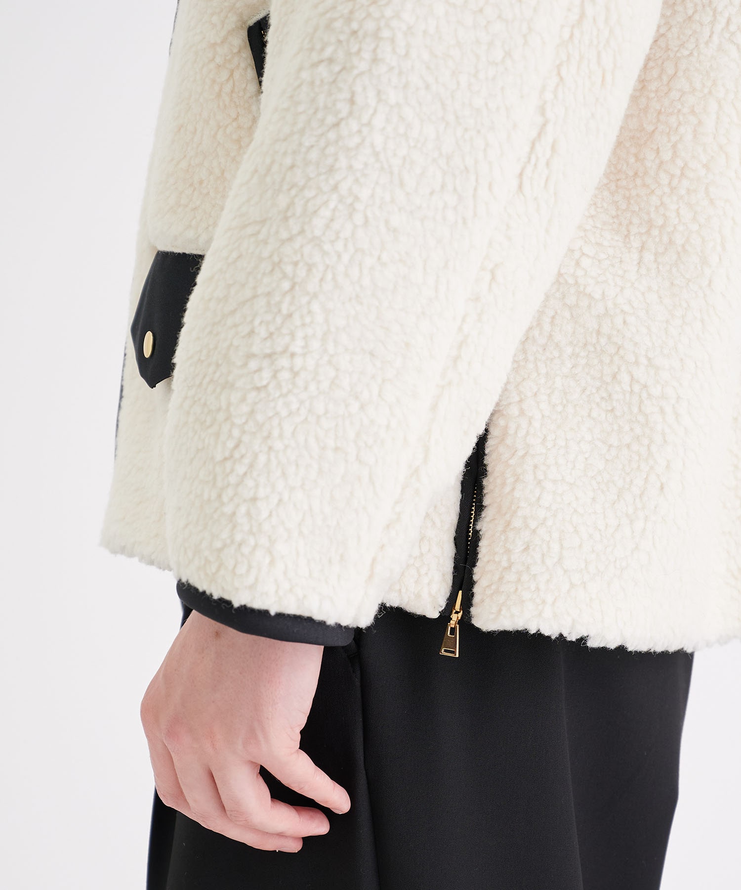 Wool Mix Boa Collarless Riders Blouson | CULLNI