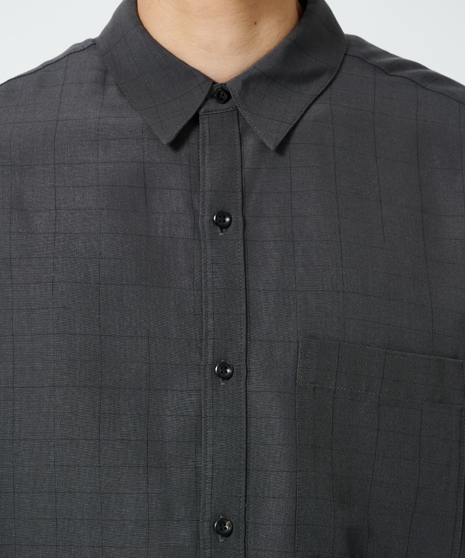 〈別注〉GRID CHECK DROP SHOULDER REGULAR COLLAR S/S SH ATTACHMENT