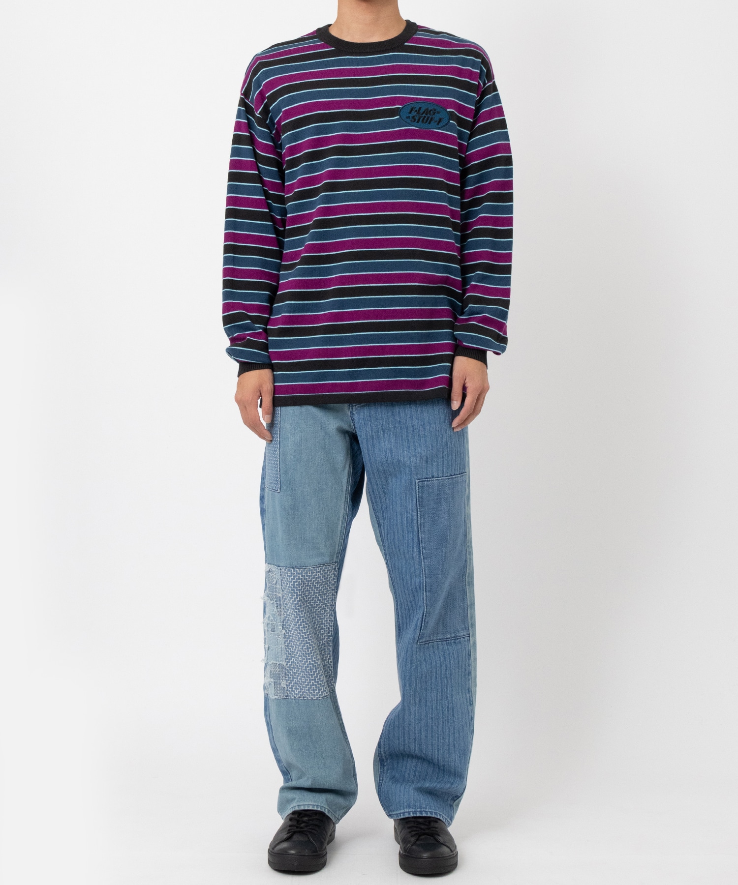 STRIPE LS COTTON SWEATER F-LAGSTUF-F