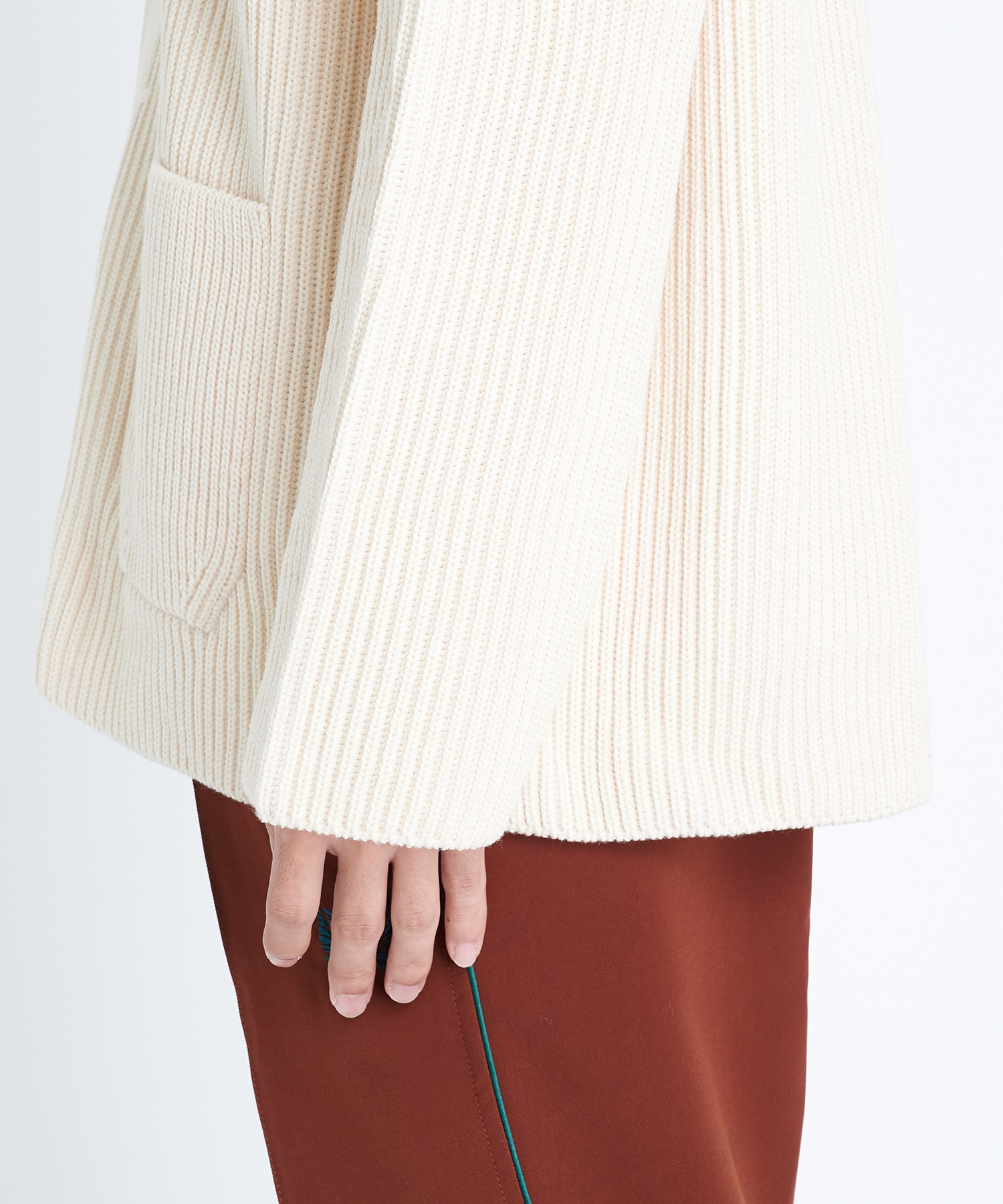 SOLID WOOL RIB CARDIGAN | BATONER