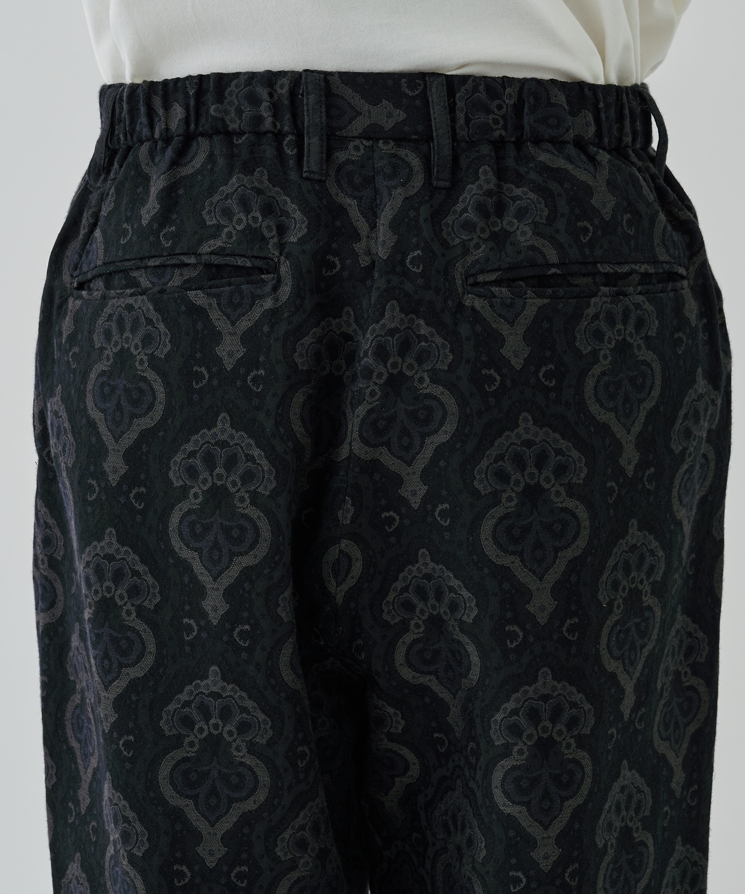 Wide Utility trousers-Damask jacquard superNova.