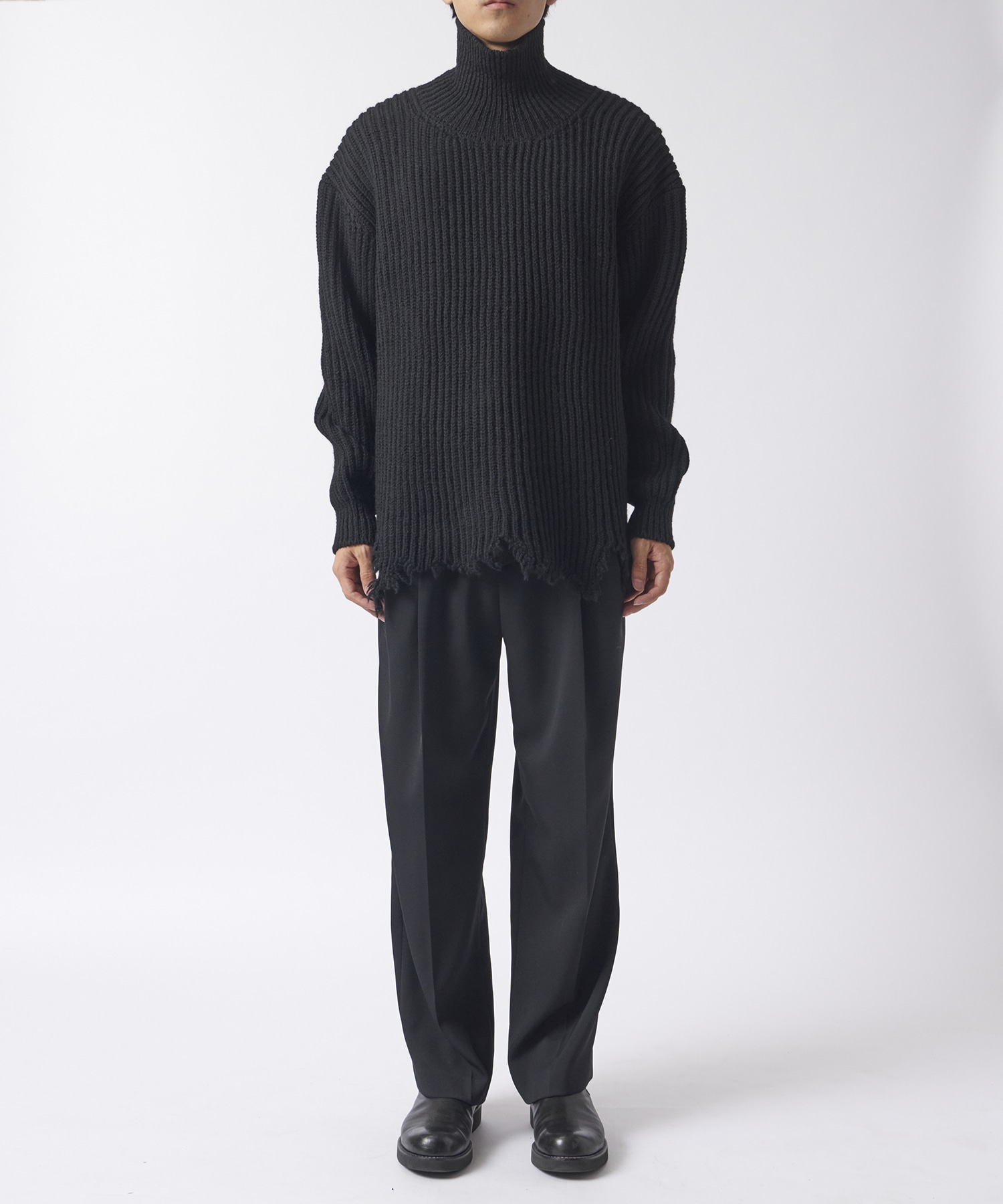 Wool broken knit high neck sweater 08sircus