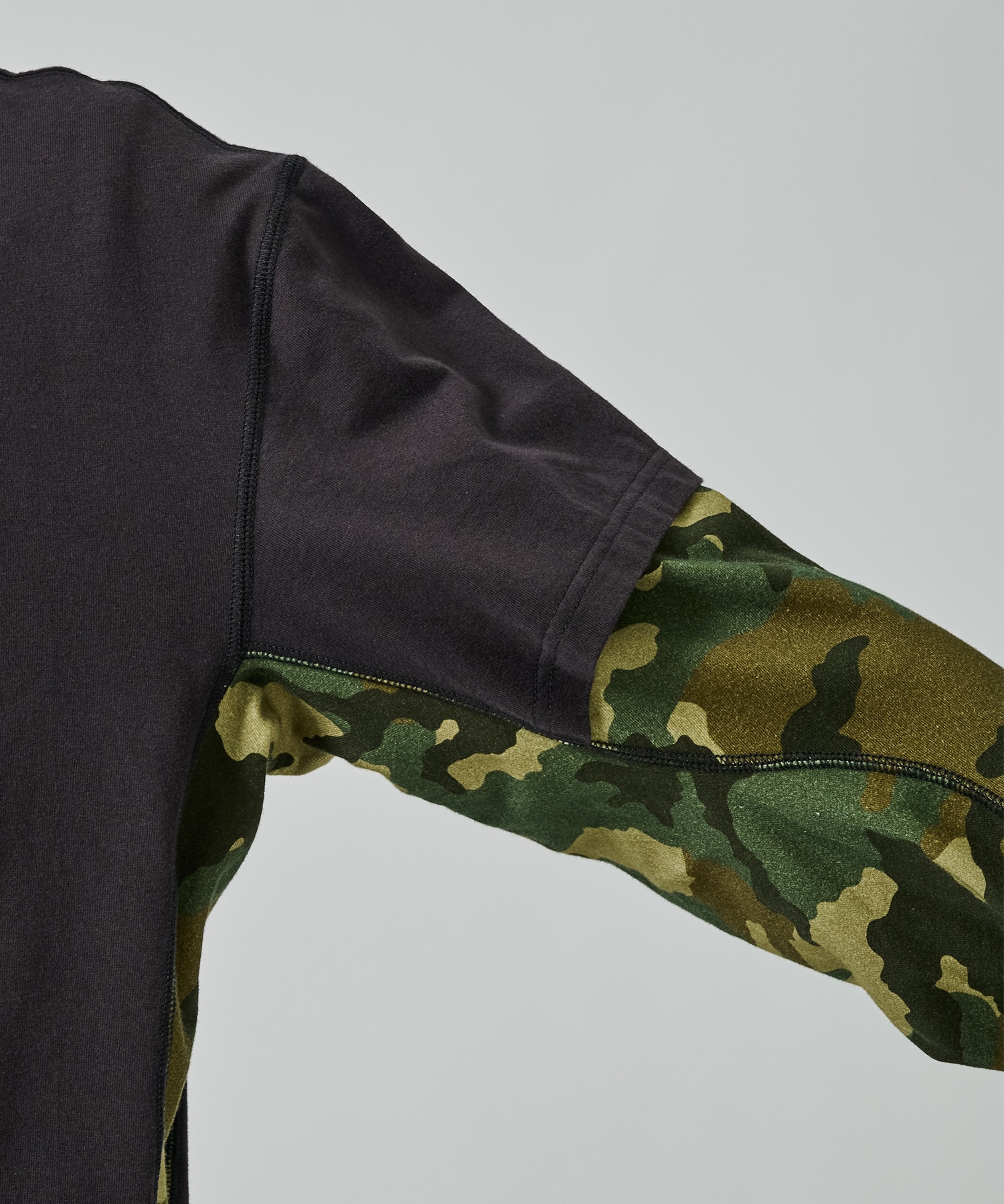 別注 PANELED LAYERD SLEEVE T-SHIRT NVRFRGT