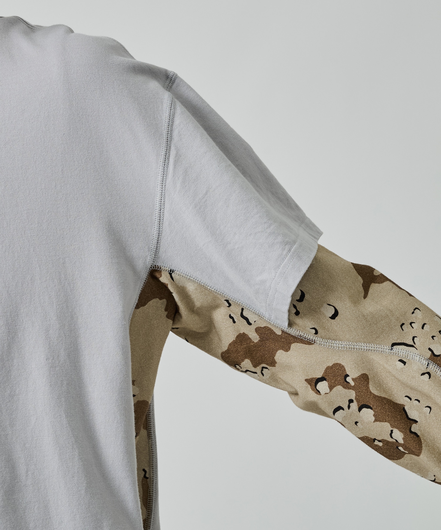 別注 PANELED LAYERD SLEEVE T-SHIRT NVRFRGT