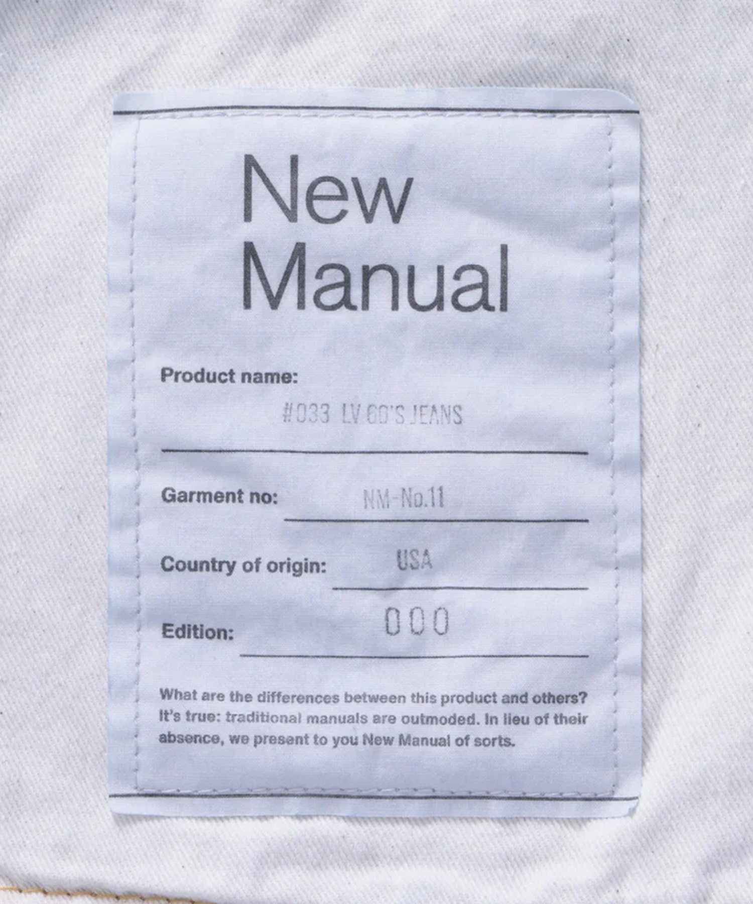 LV60ｓ JEANS ONE-WASHED New Manual