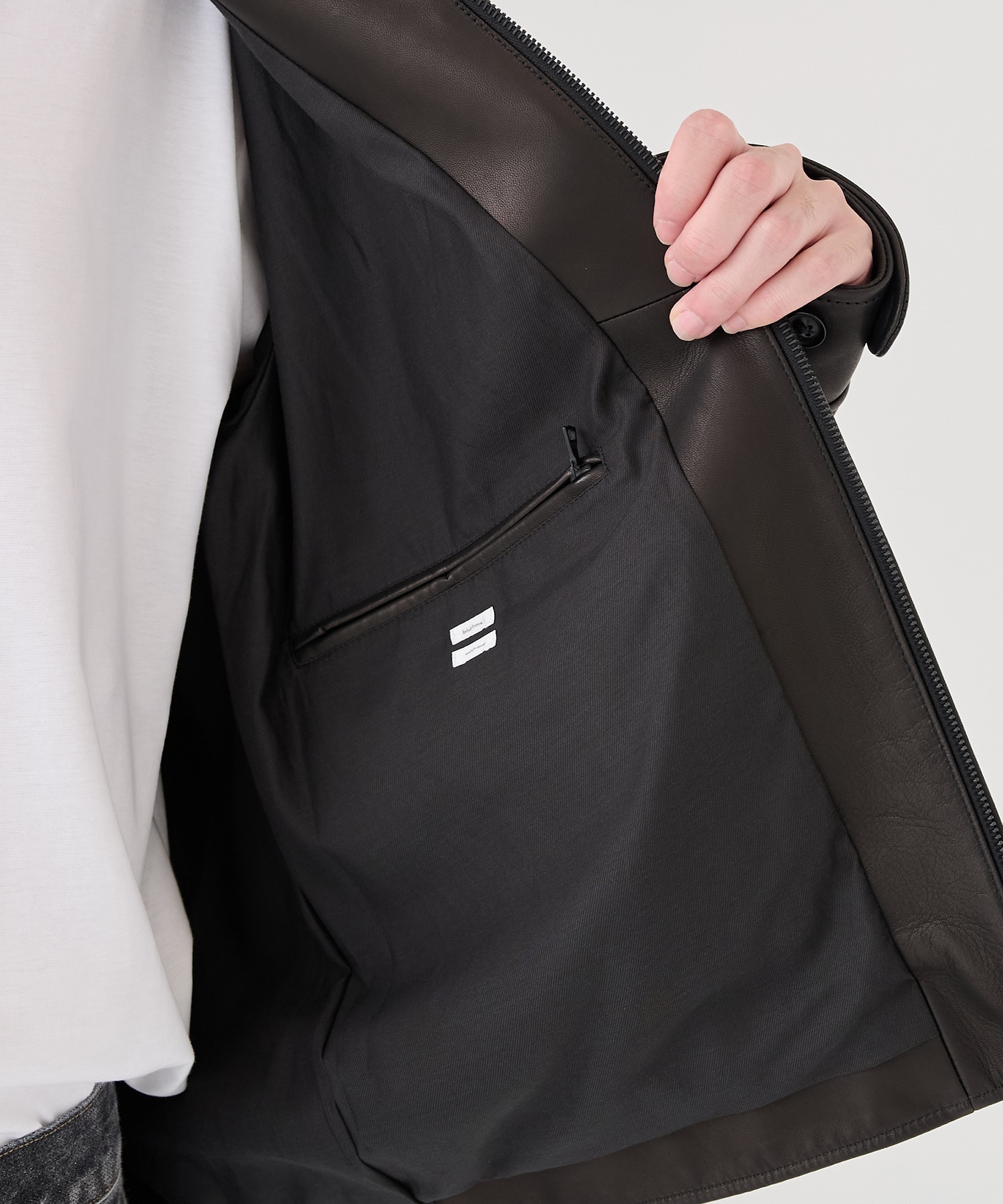 Lamb Leather Zip Short Jacket blurhms