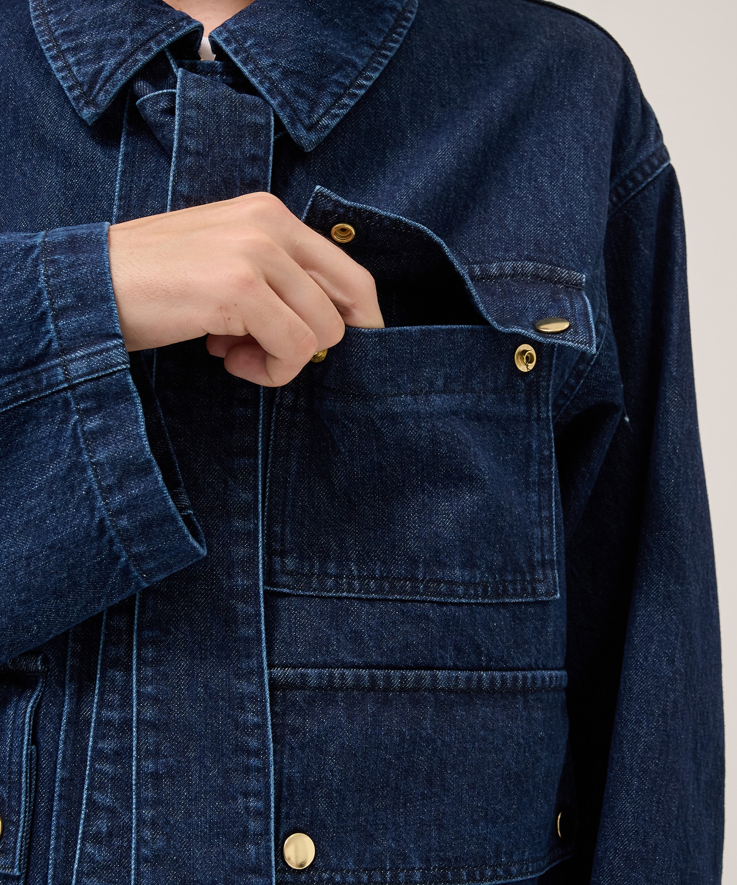 Big Flap Pocket Bow Tie Denim Jacket CULLNI